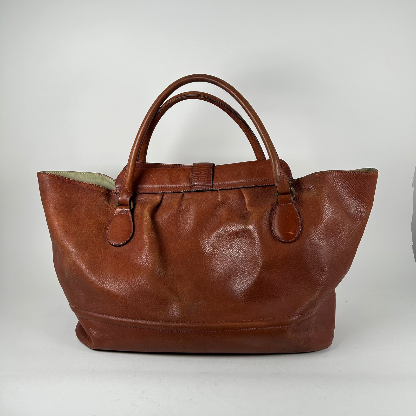 Marni Brown Buckle Charm Leather Tote Bag