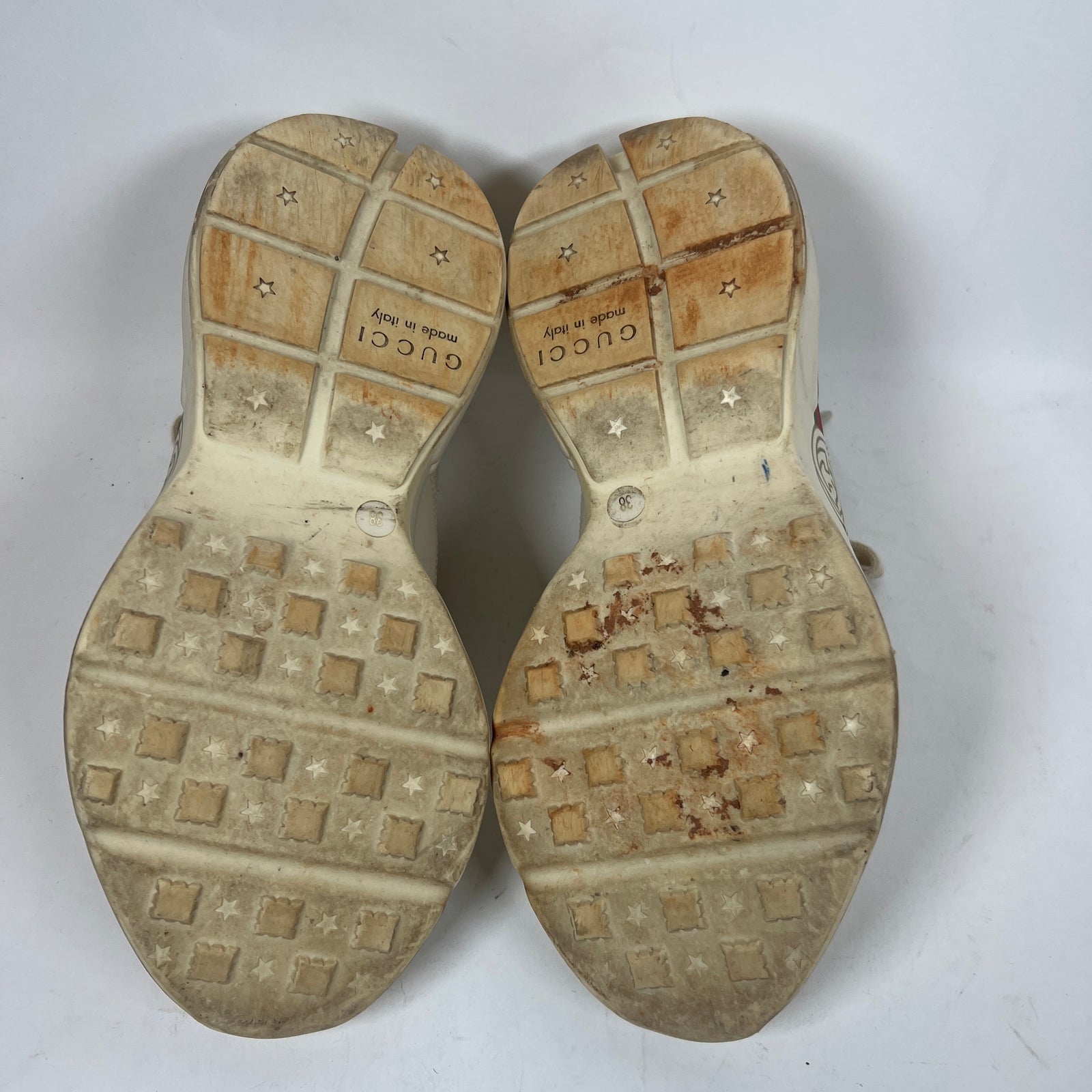 Gucci Cream Classic Logo Rhyton Sneaker Size 38