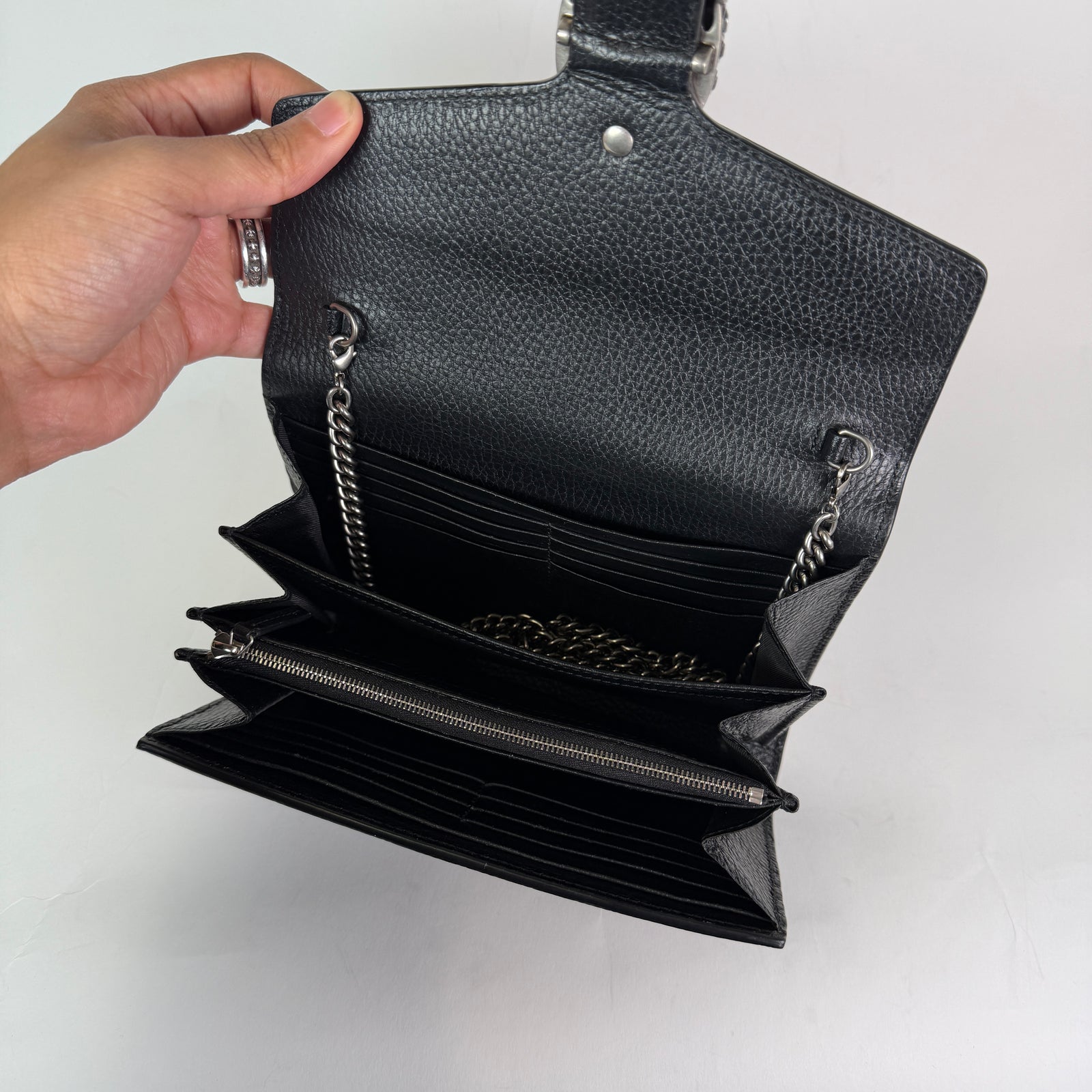 Gucci Black Leather Dionysus Wallet On Chain Bag