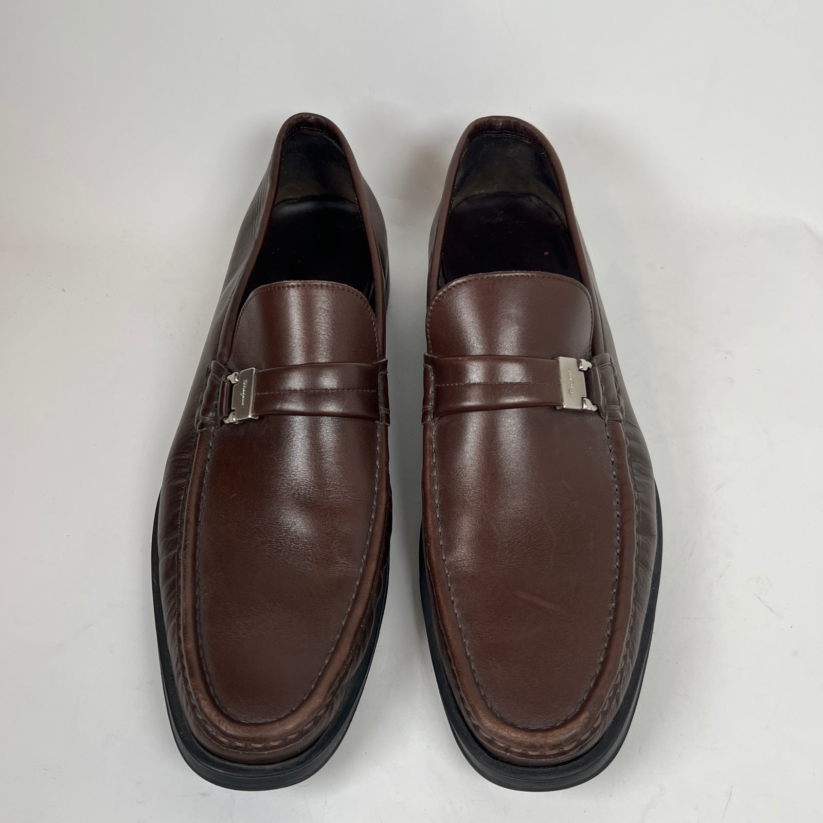 Ferragamo Brown Leather Loafers Size 10.5