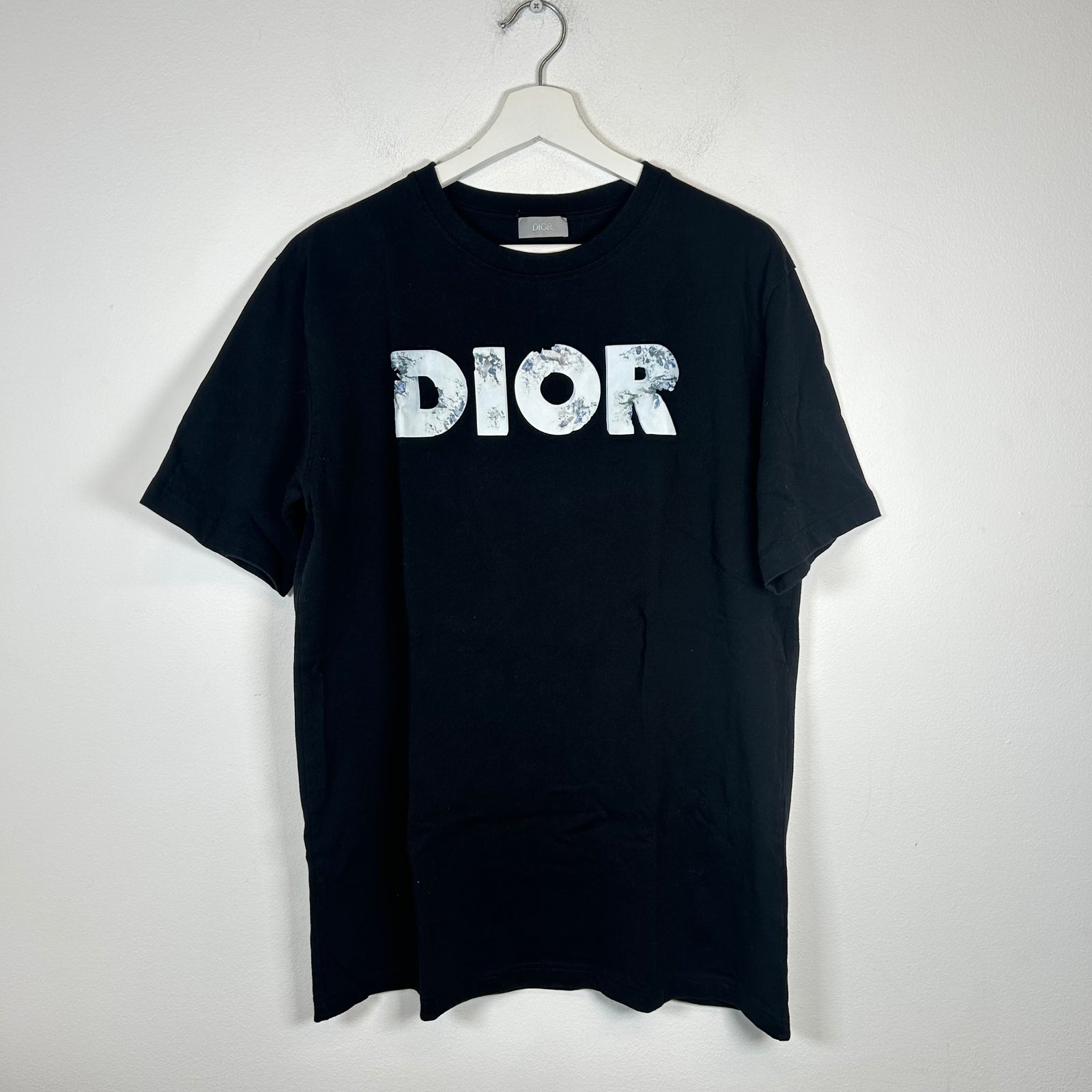 Dior x Daniel Arsham Black Eroded Logo T-Shirt Size XL