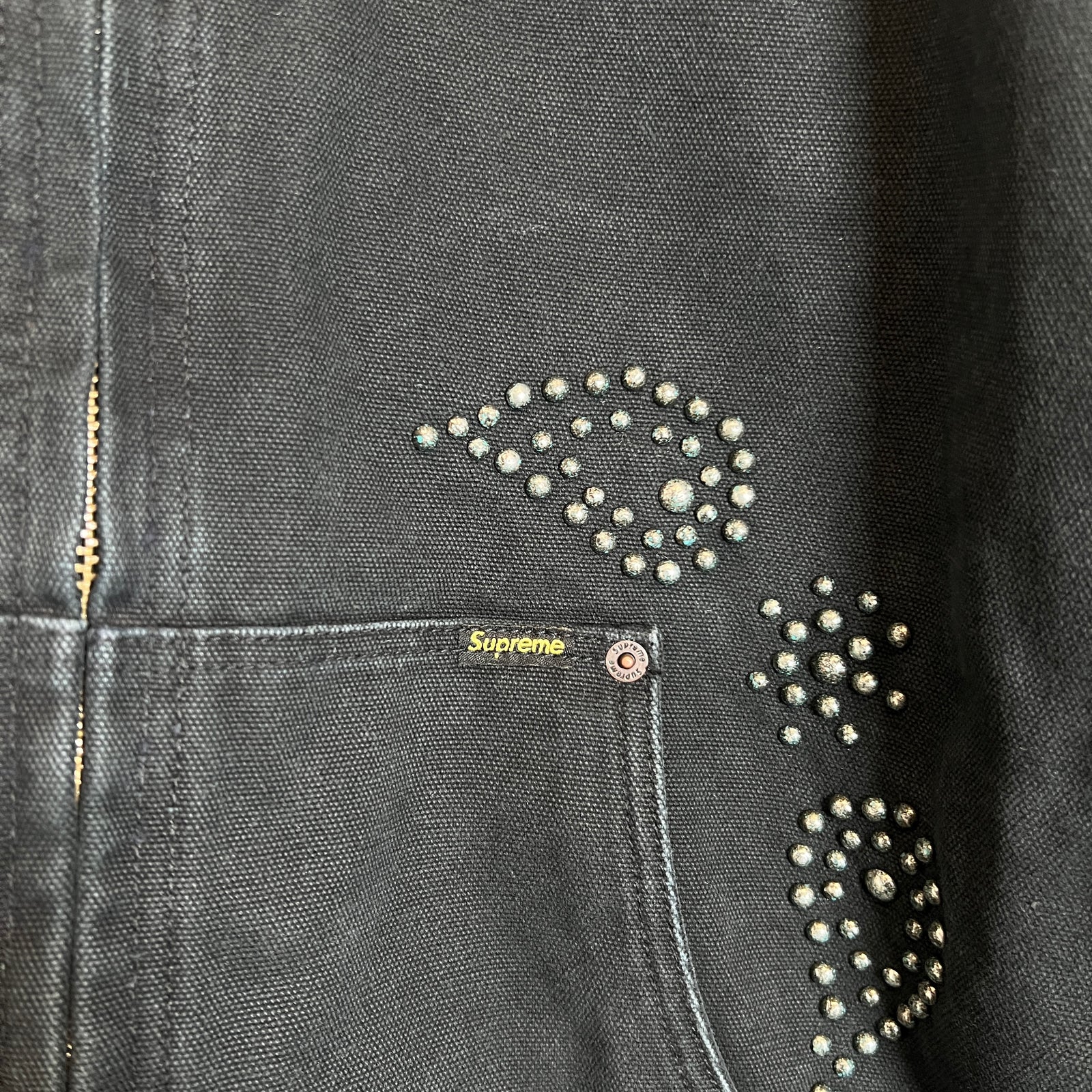Supreme FW23 Black Paisley Studded Canvas Work Jacket Size L