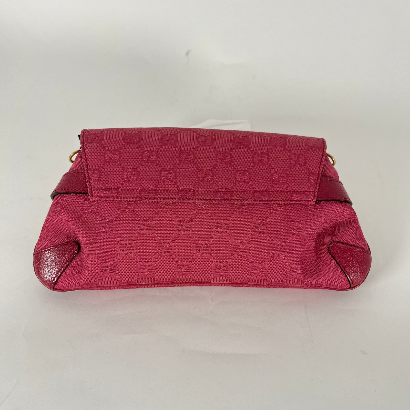 Gucci Guccissima Pink Canvas Horsebit Chain Clutch