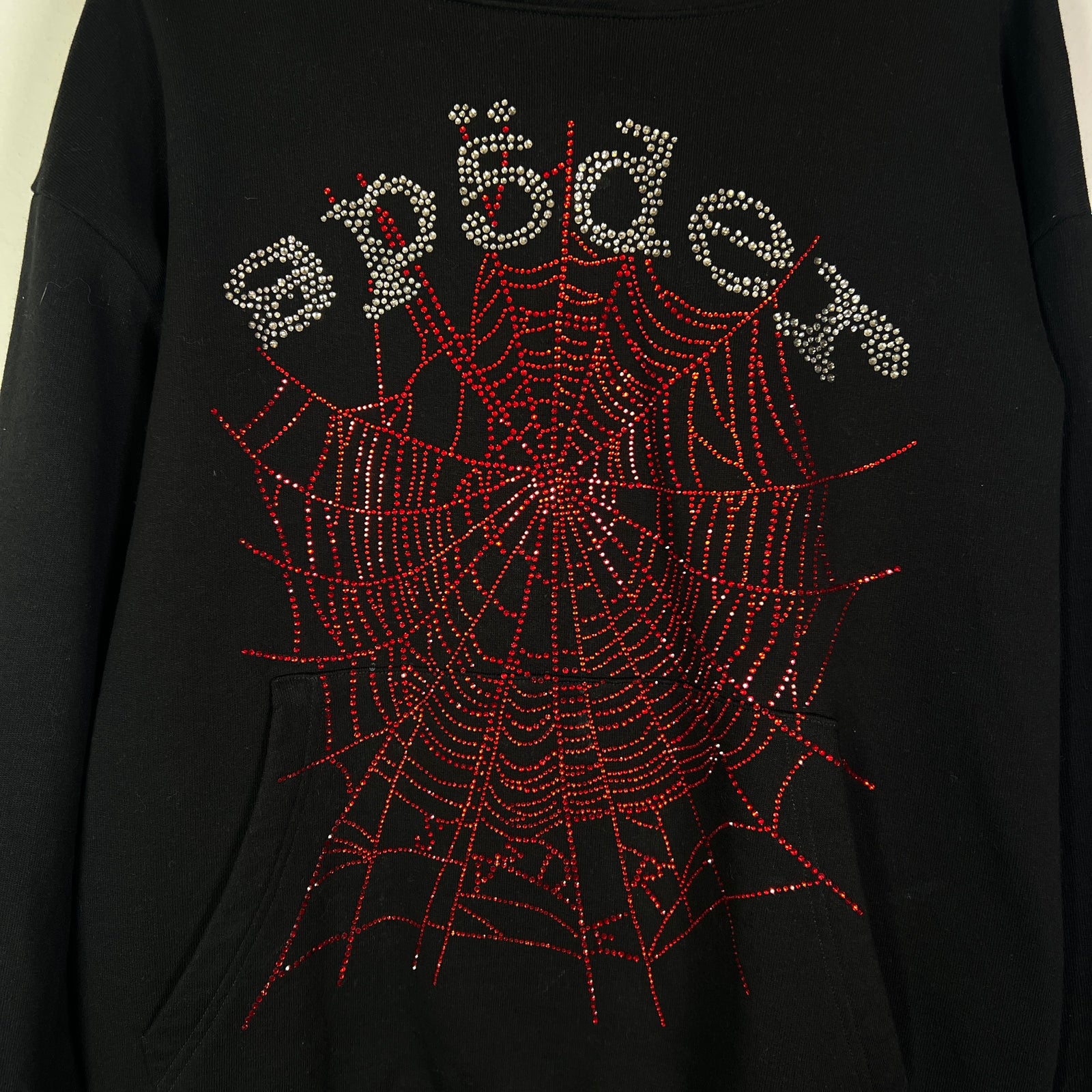 Sp5der Rhinestone Web Logo Hoodie