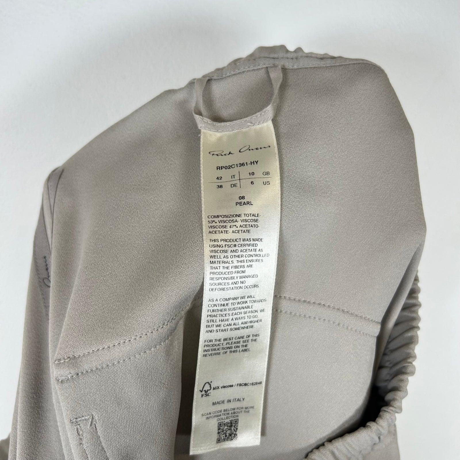 Rick Owens Pearl Viscose Bela Pants Size 32