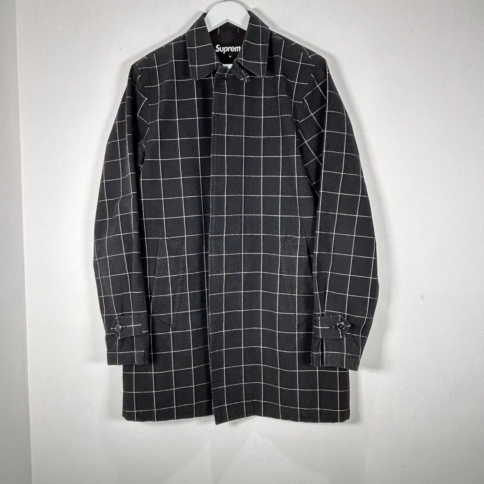 Supreme Windowpane Overcoat Black Size M
