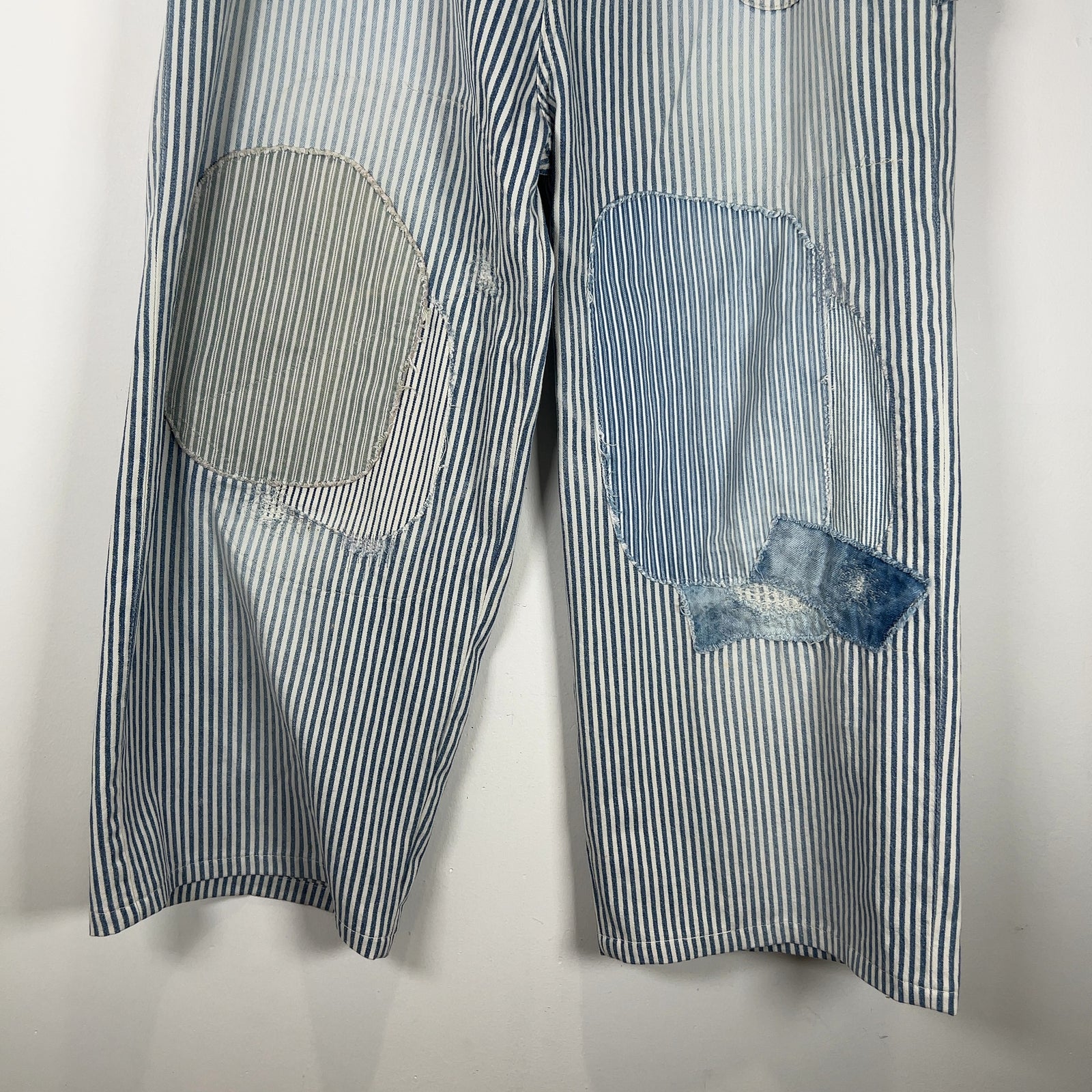 Kapital Hickory Stripe Distressed Painter Wide Leg Port Baggy Pants