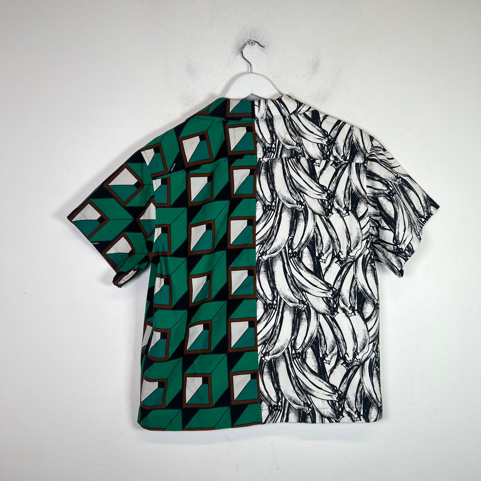 Prada Green/White Double Match Button-Up Shirt Size S