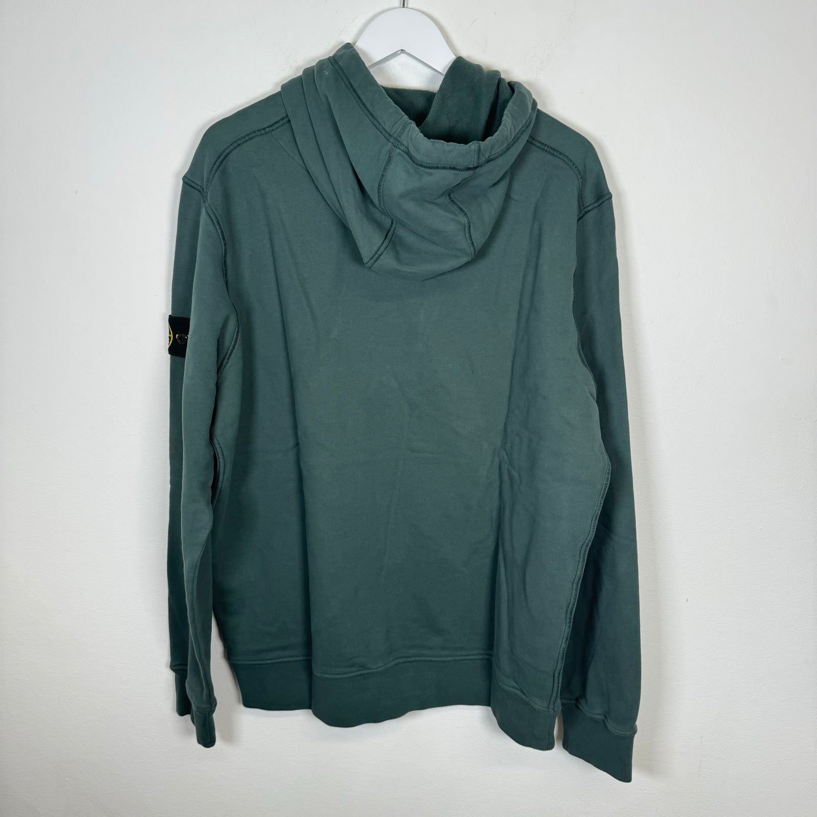 Stone Island Teal Compass Patch Hoodie Size 2XL