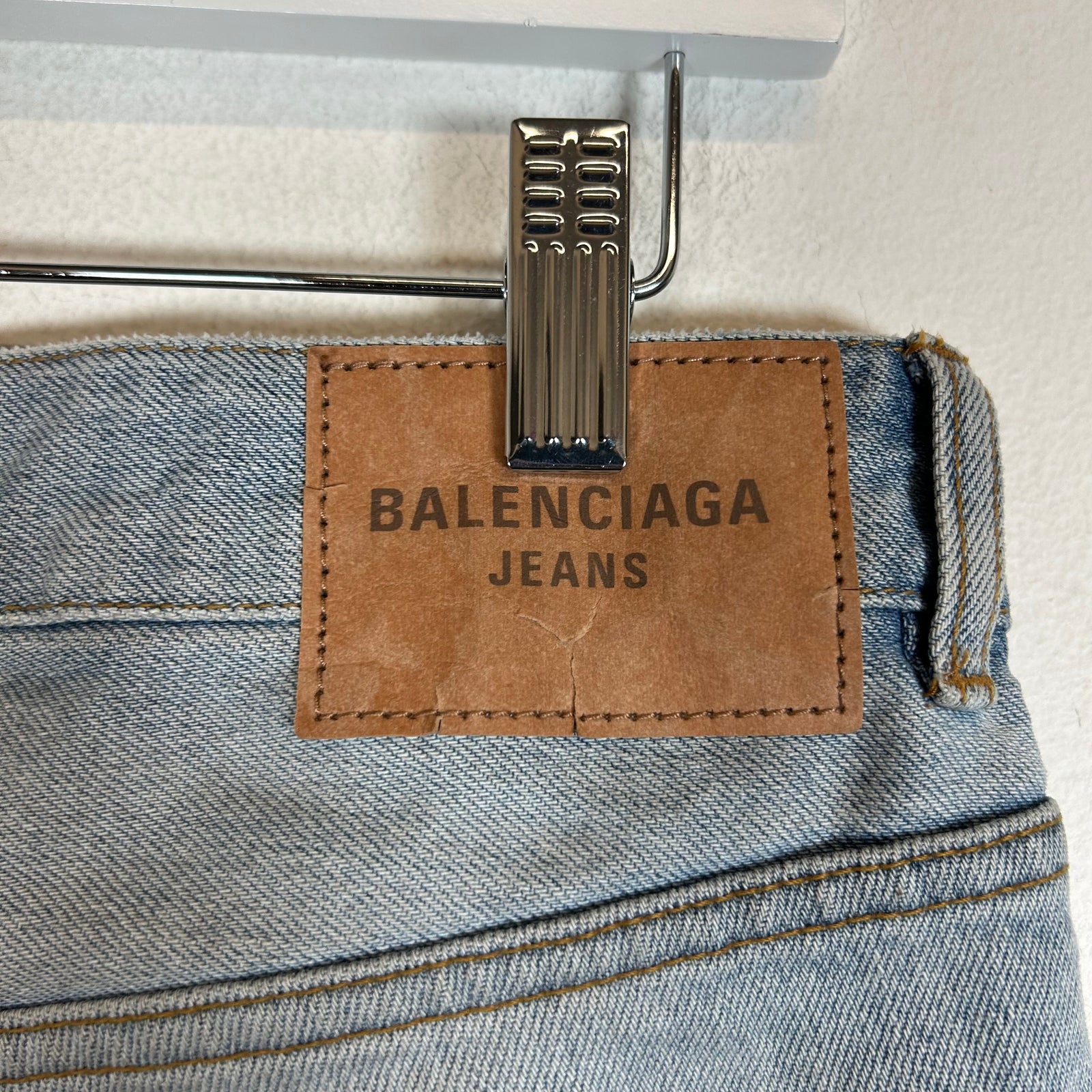 Balenciaga Lightwash Distressed Relaxed Fit Jeans Size 30