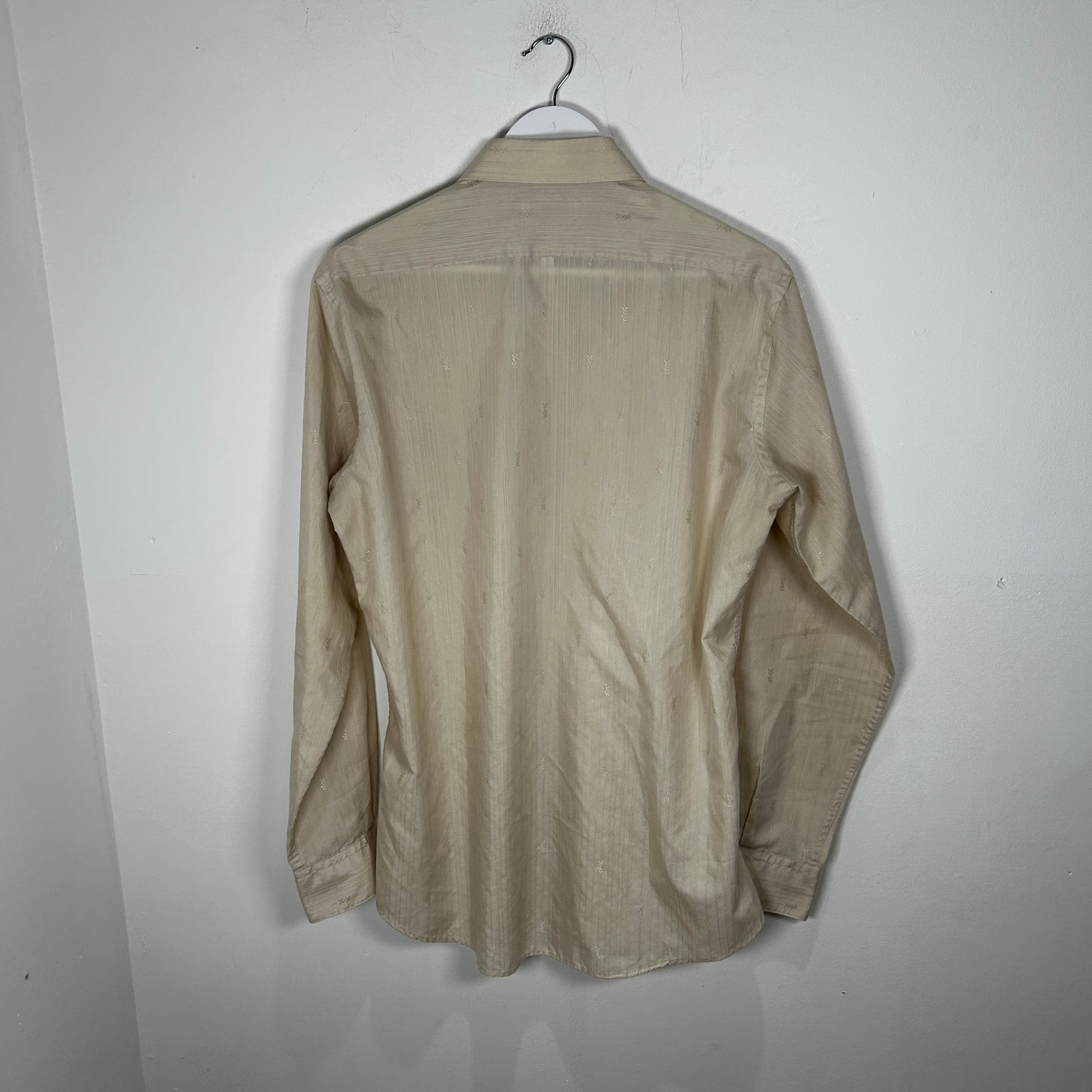 Saint Laurent Cream Striped 'YSL' Button-Up Shirt Size M