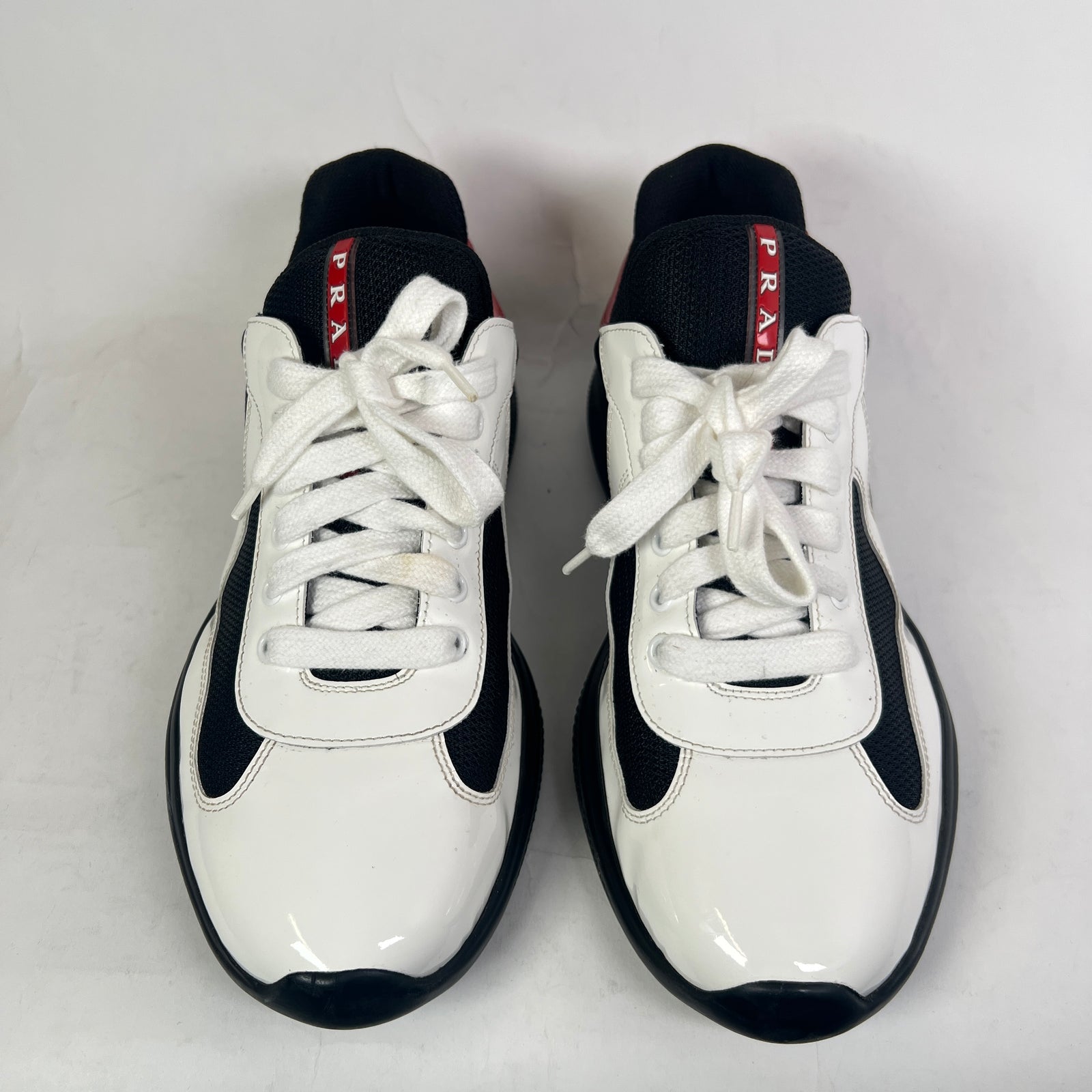 Prada White/Red Patent Leather America Cups