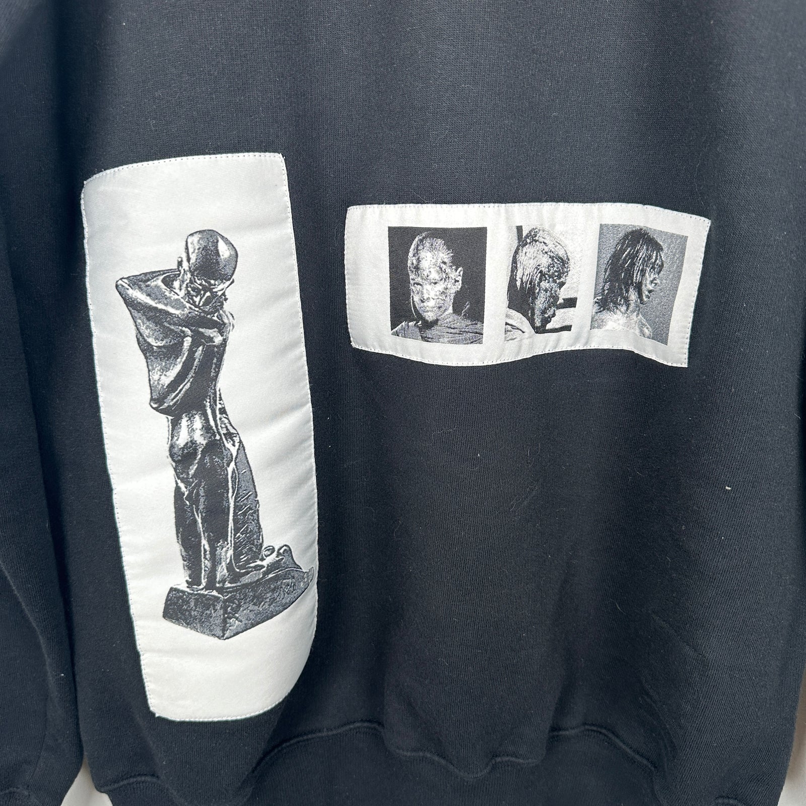 Rick Owens Black Patchwork Crewneck Size S