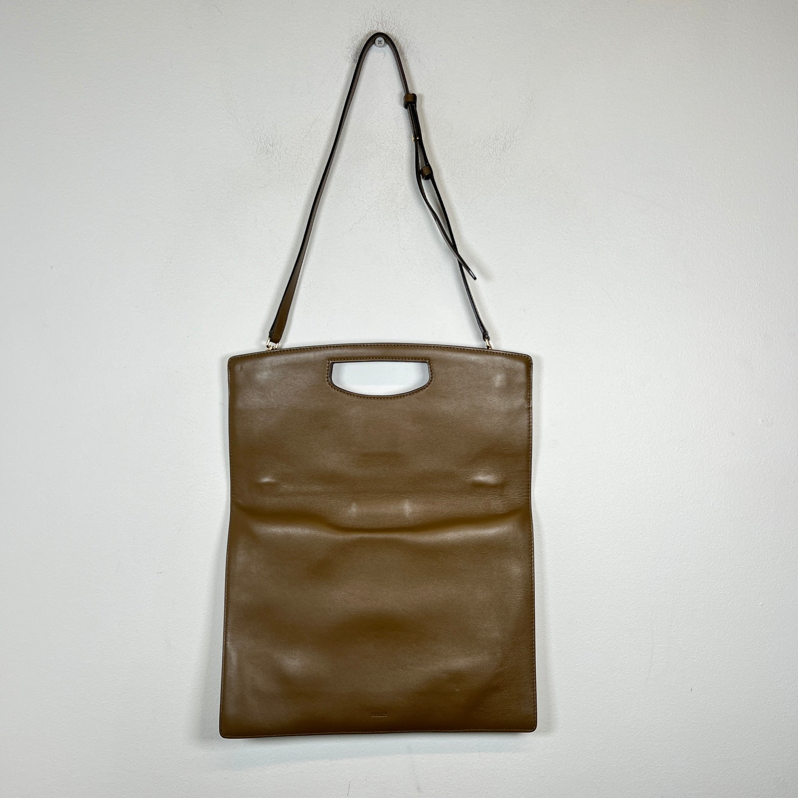 Bally Khaki Gold Leather Shoulder Bag
