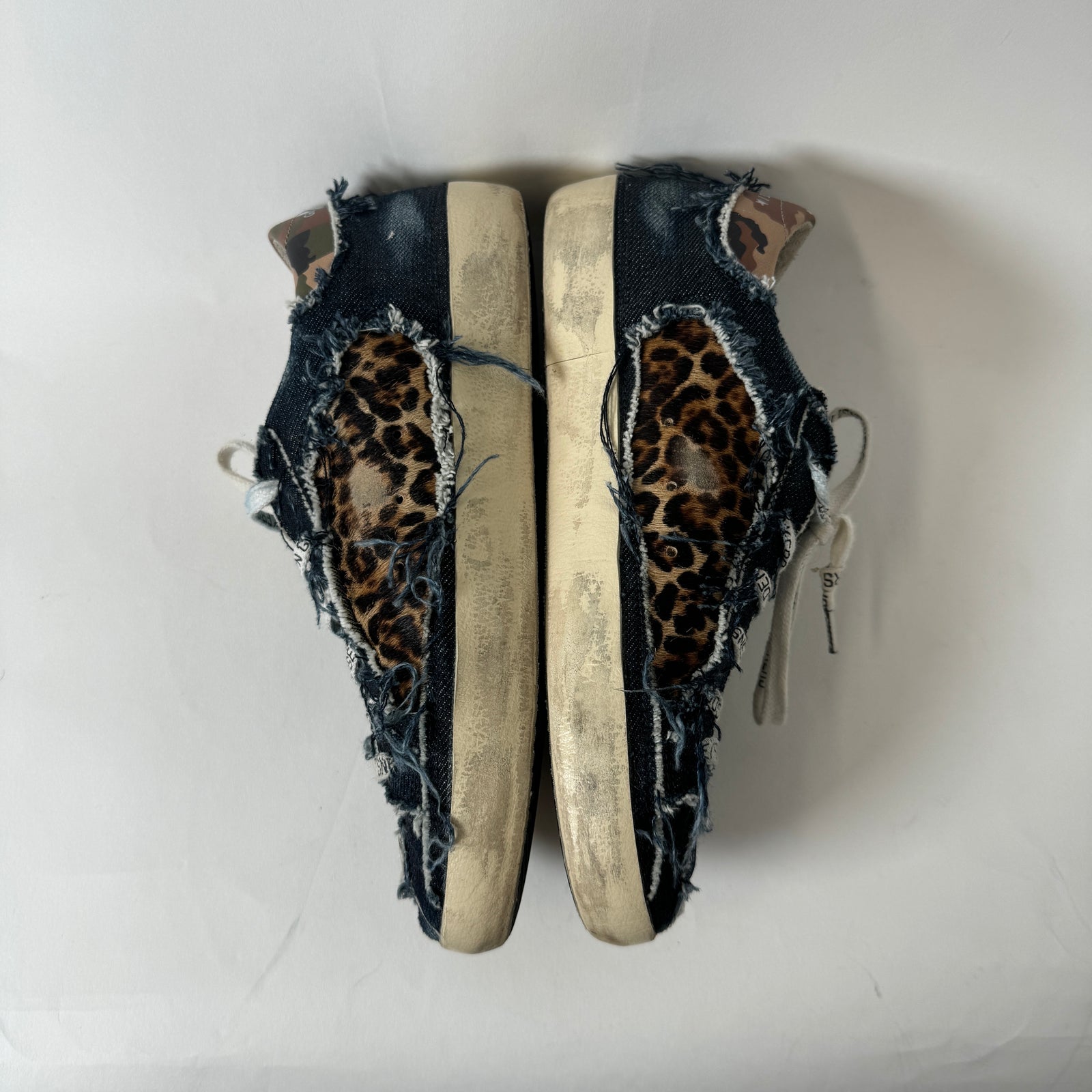 Golden Goose Denim Distressed Pony Hair Sneakers Size 37