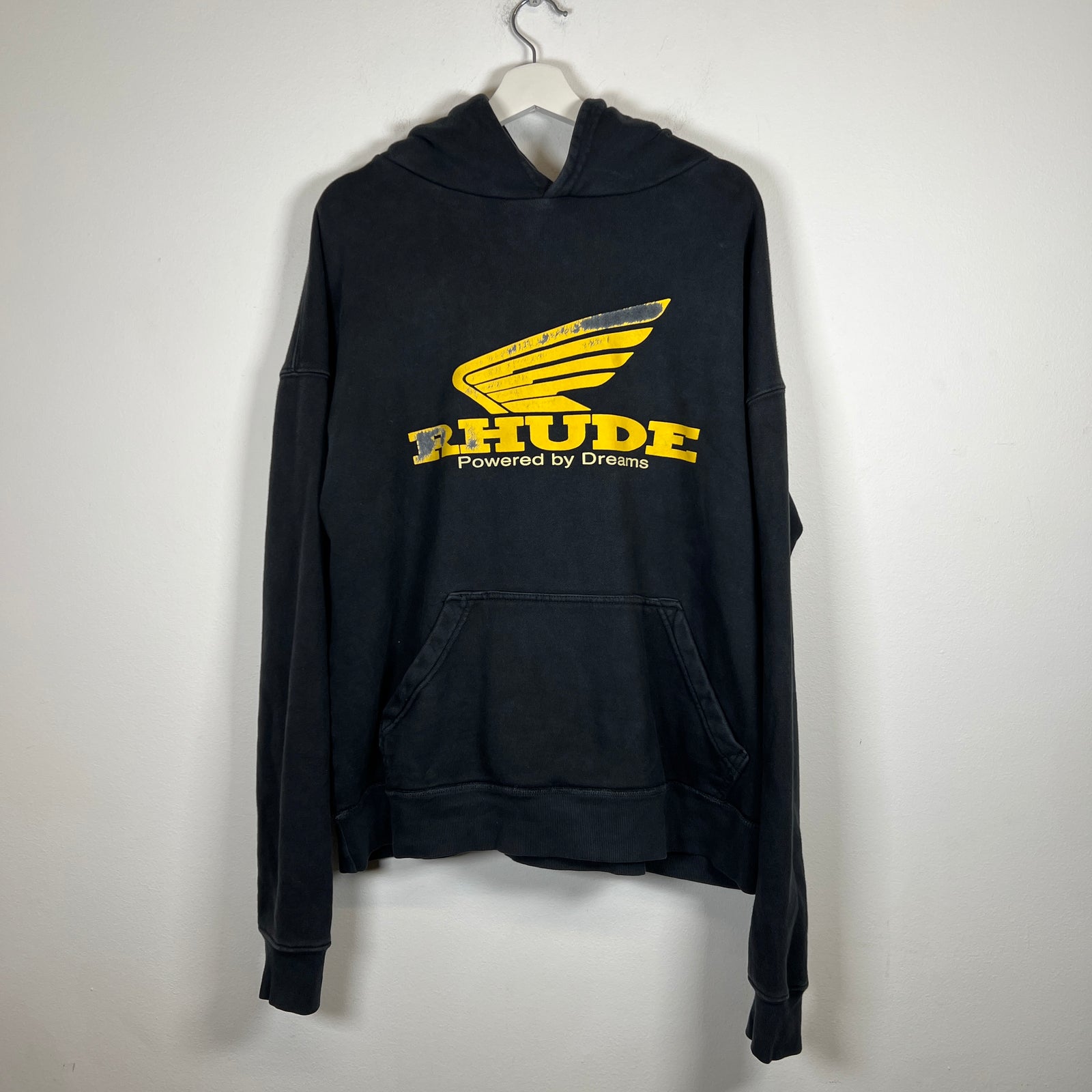 Rhude Black "Powered By Dreams" Hoodie Size L