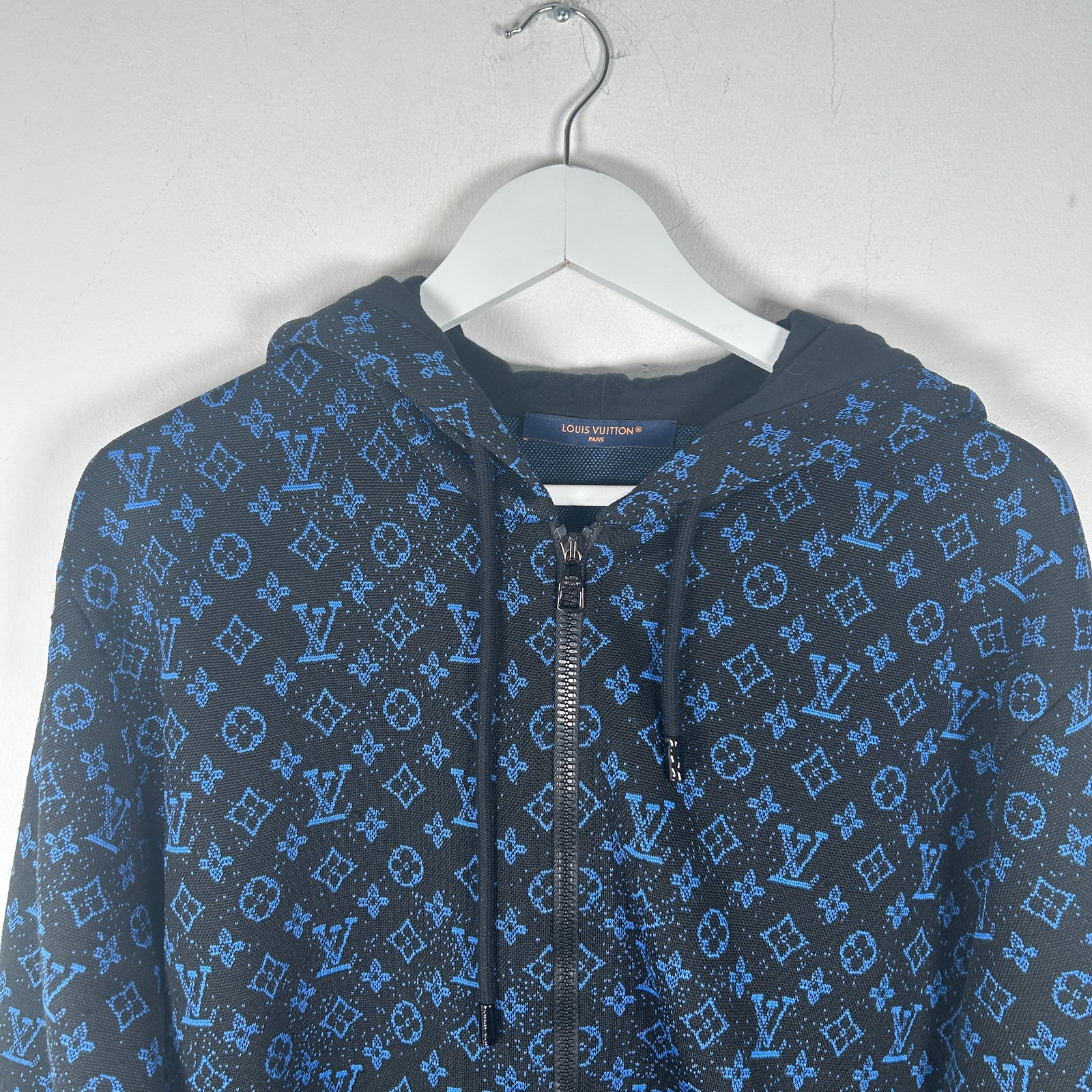 Louis Vuitton Blue/Black Monogram Zip Up Hoodie Size S