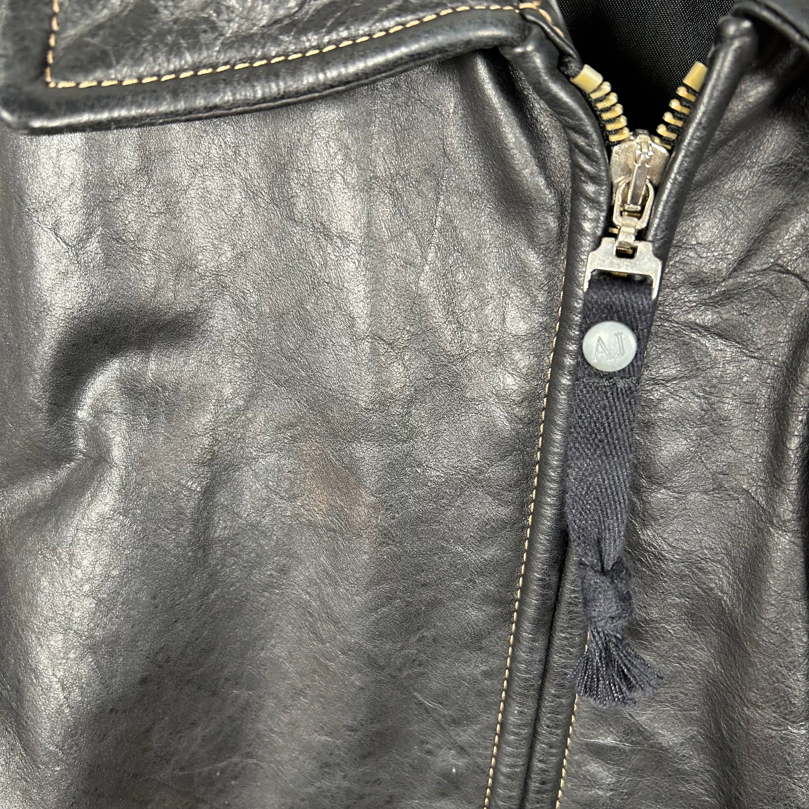 Armani 3-Pocket Black Leather Jacket Size 48