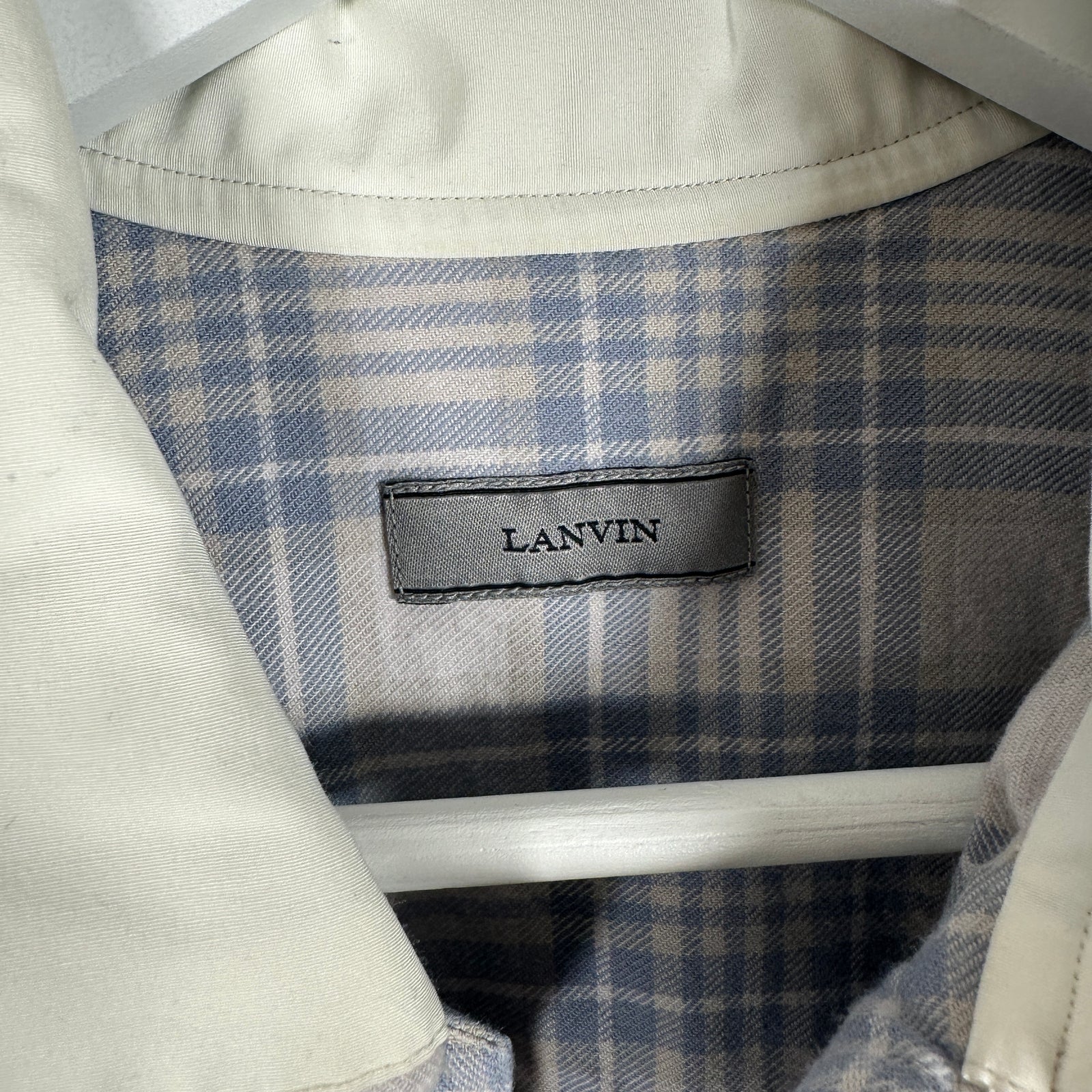 Lanvin Blue Plaid Shirt Size M