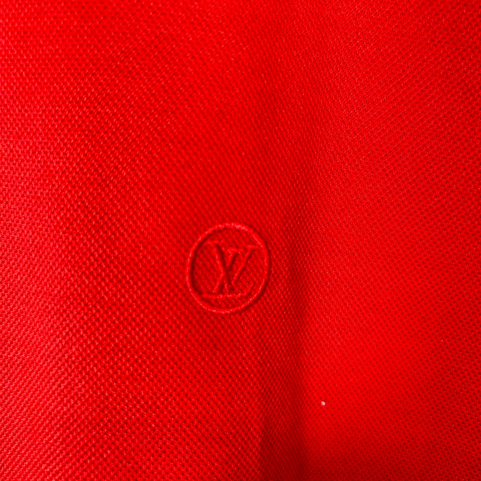 Louis Vuitton Red Monogram Embroidered Polo Shirt Size M