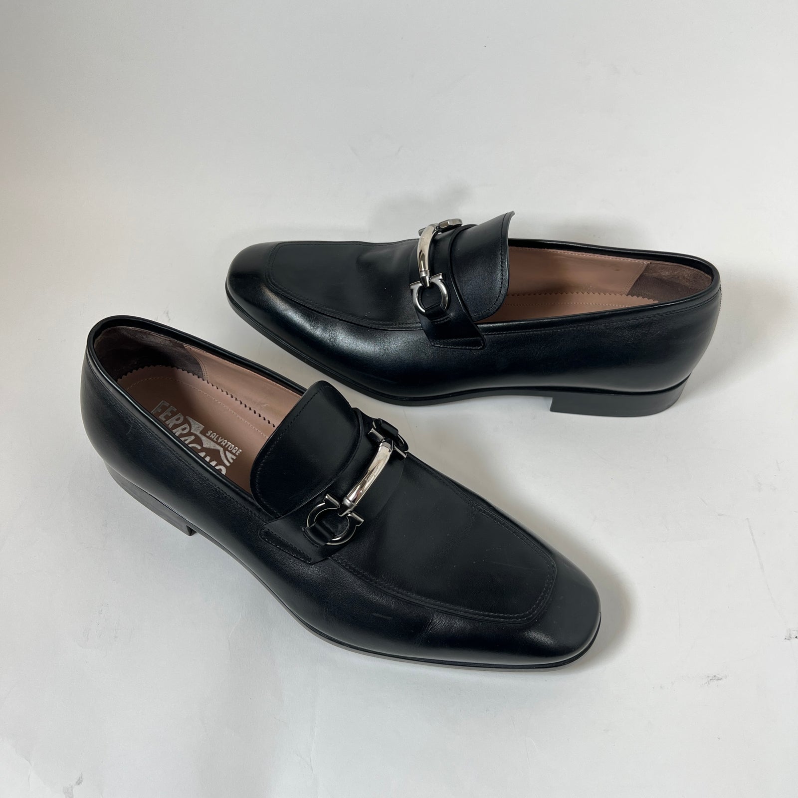 Ferragamo Benford Black Leather Bit Loafer Size 10