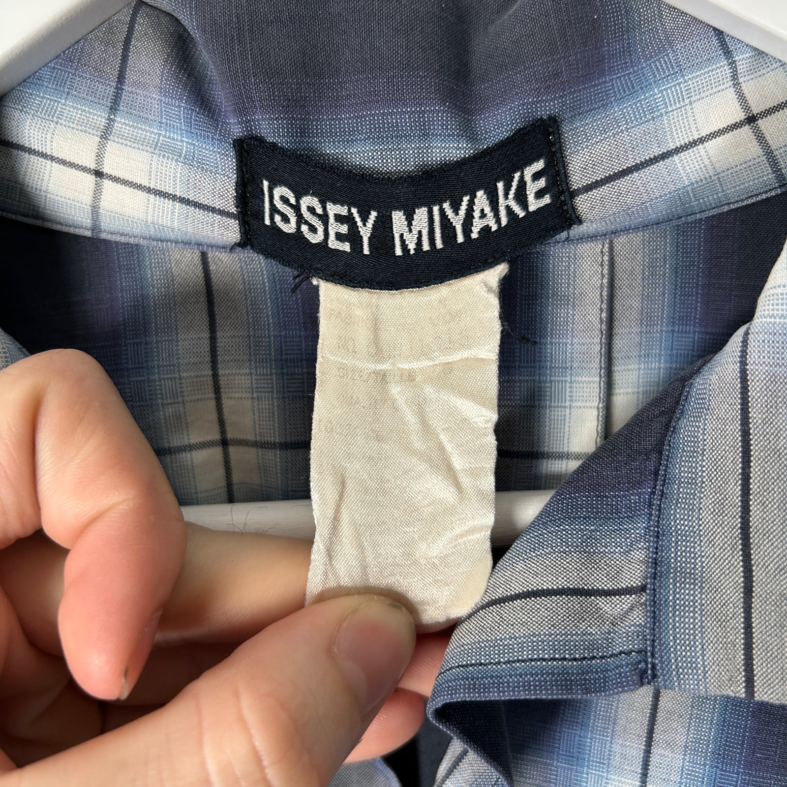 Issey Miyake Blue Plaid Button Up Shirt Size L