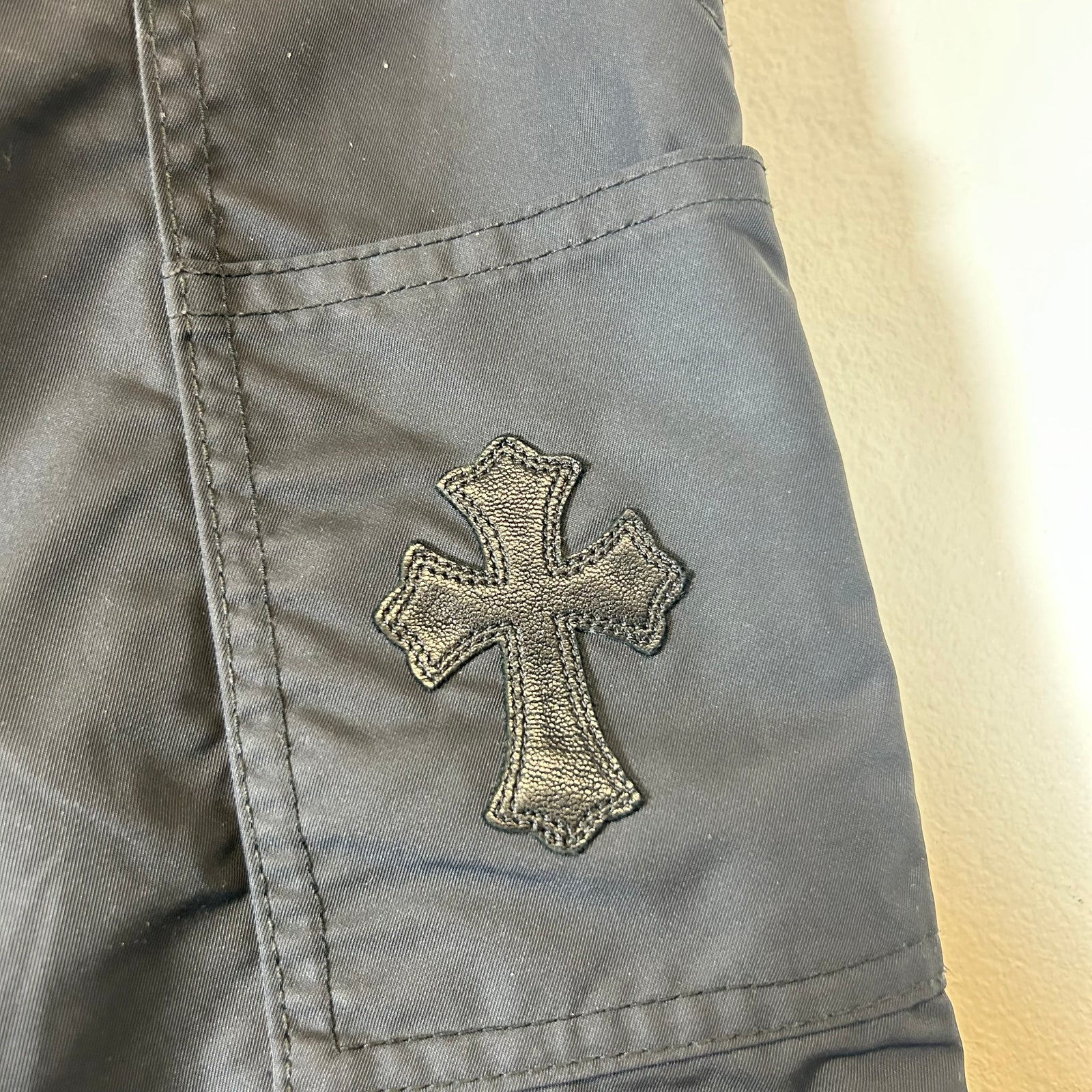 Chrome Hearts Black Nylon/Leather Double Knee Carpenter Pants Size 33