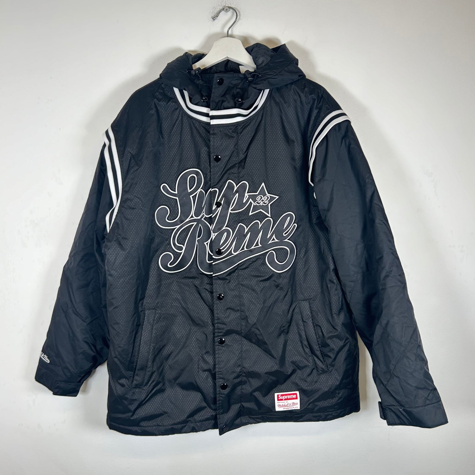 Supreme X Mitchell & Ness Black Varsity Jacket Size L