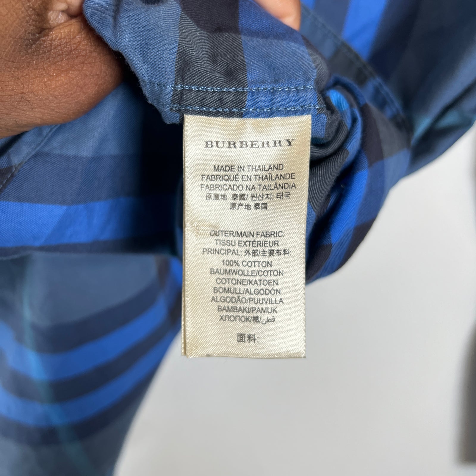 Burberry Blue Vintage Check Button-Up Shirt Size M