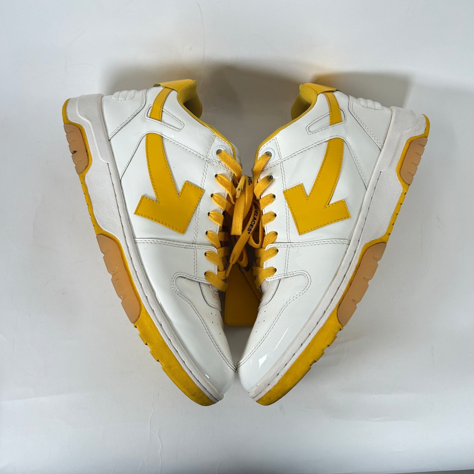 Off-White Yellow Patent Leather Out Of Office Sneaker Size 45