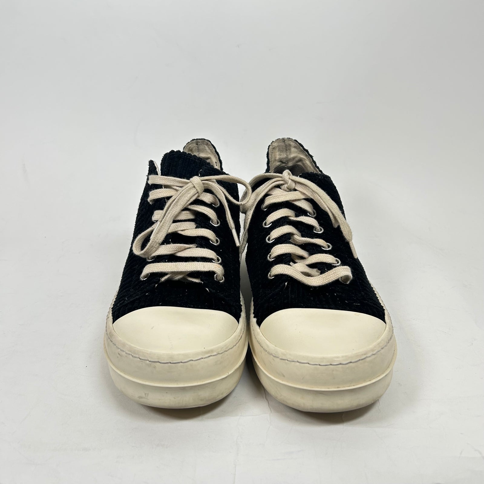Rick Owens DrkShdw Black Corduroy Low Top Ramones Size 41
