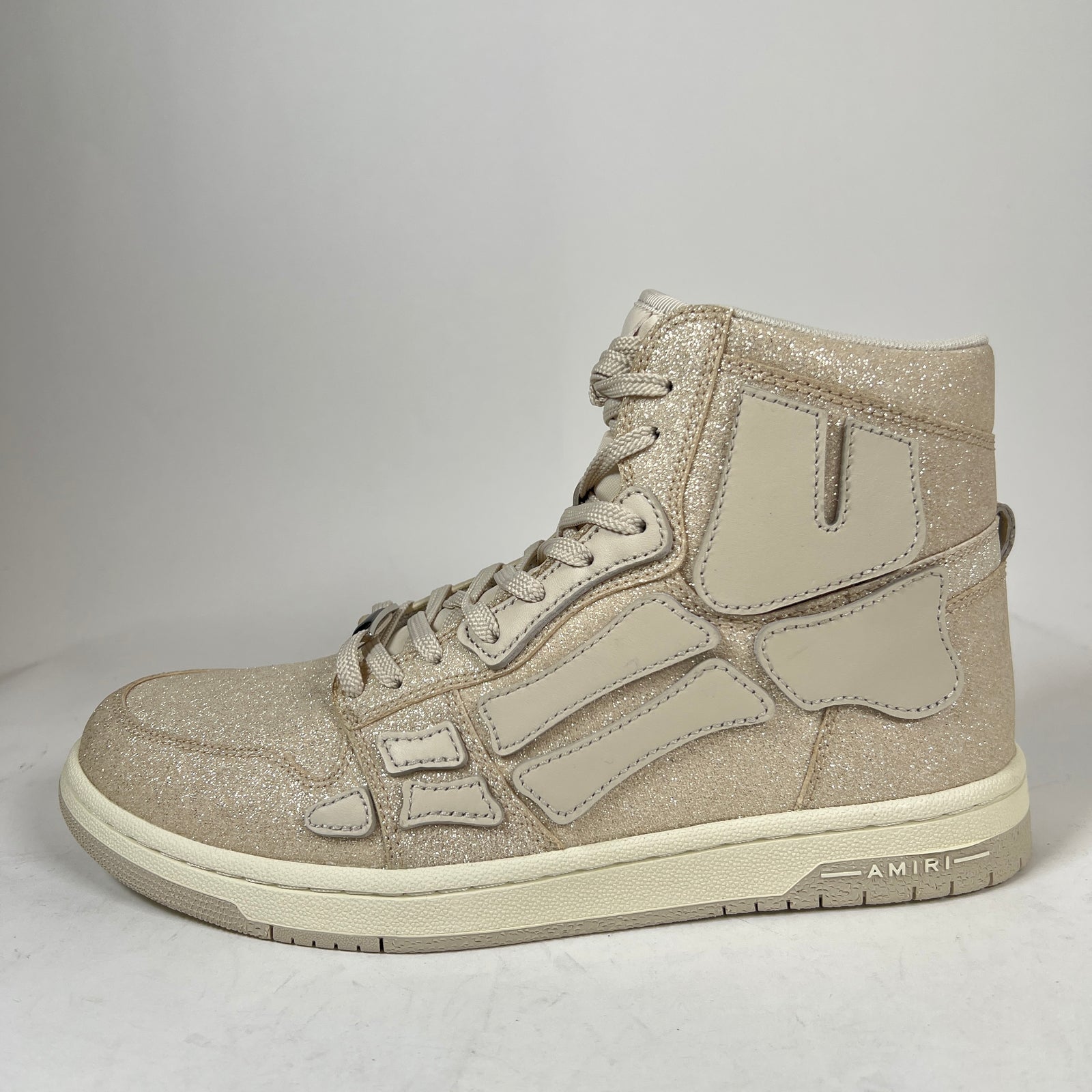 Amiri Beige Glitter Skel Hi-Top Sneaker Size 42