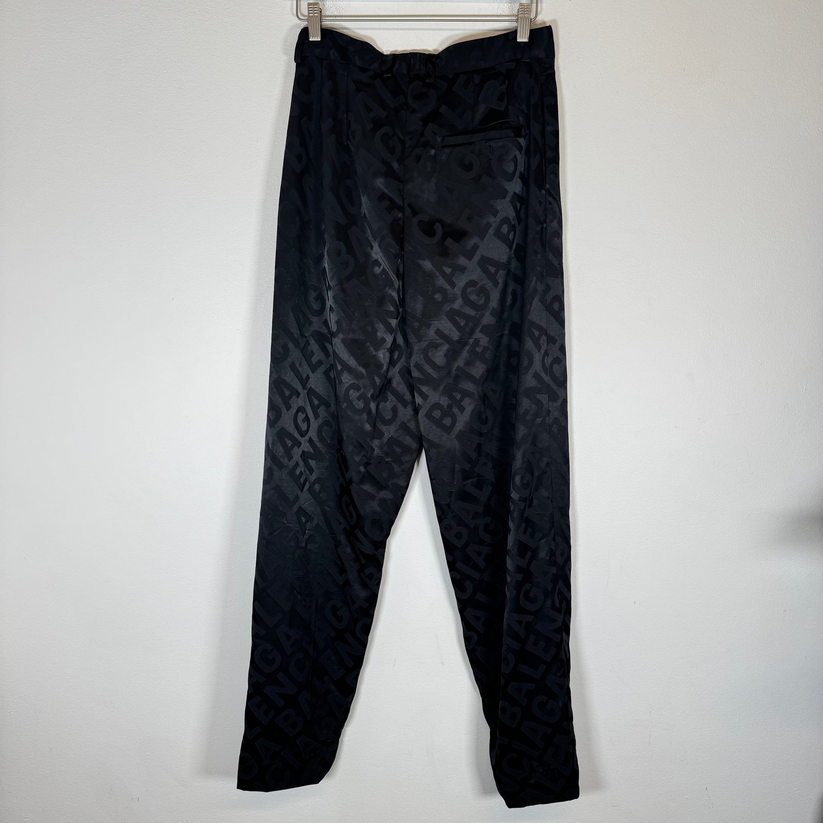 Balenciaga Black Satin AOP Suit Trousers Size XS