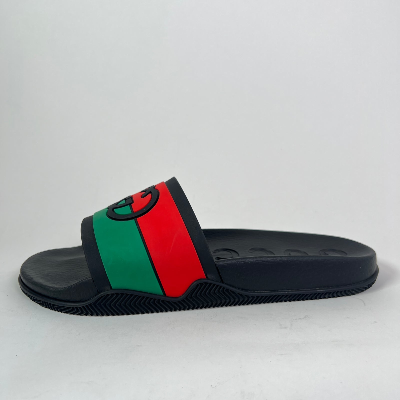 Gucci Tricolor Web Interlocking G Pool Slides