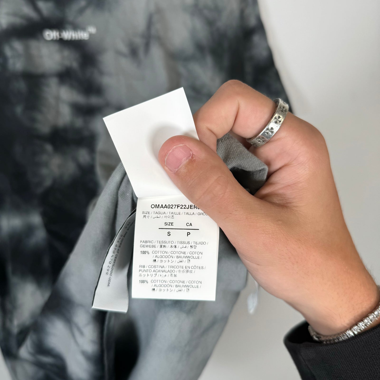 Off-White Grey Tye Dye Smoke Tee Size S
