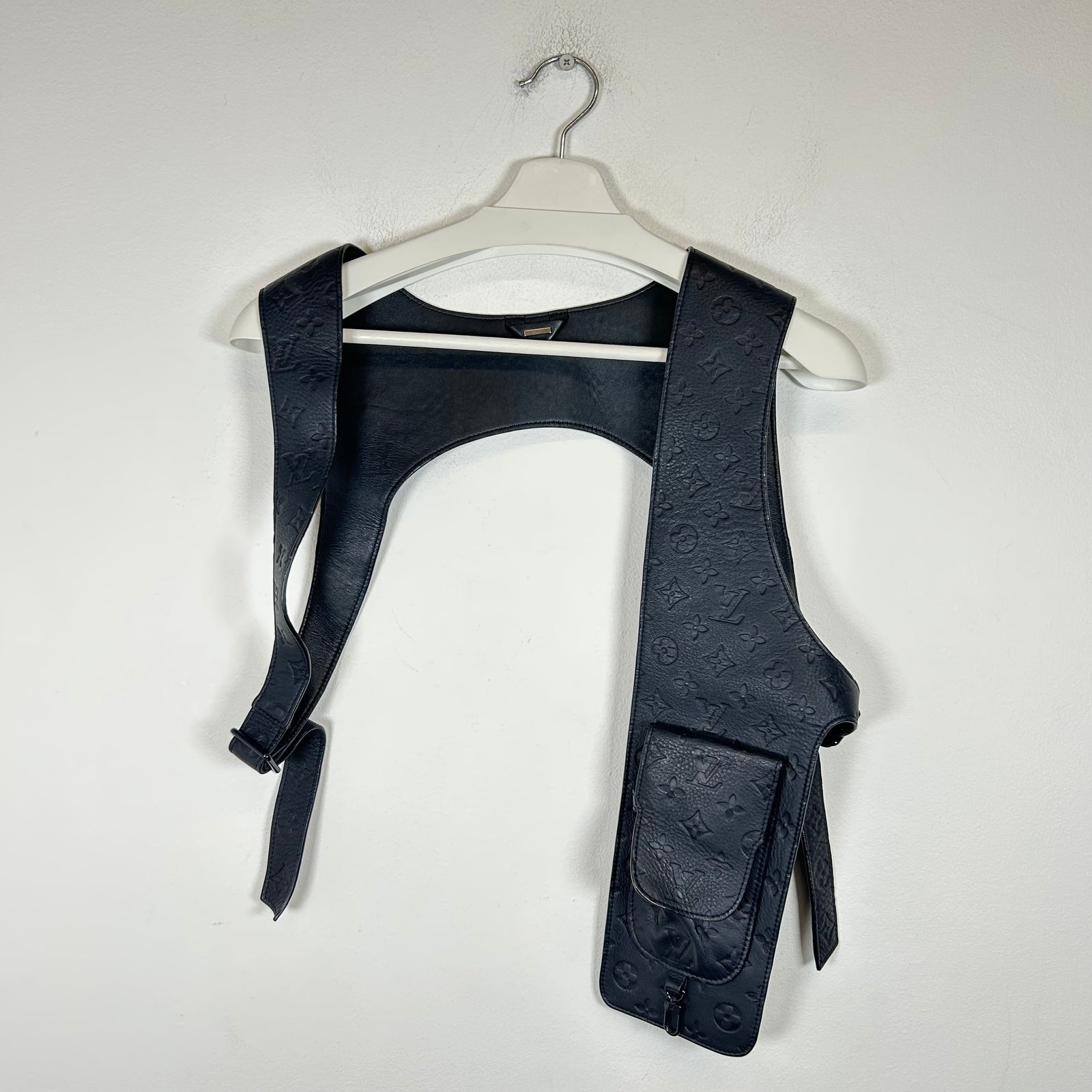 Louis Vuitton Navy Embossed Monogram Leather Utility Vest Size M