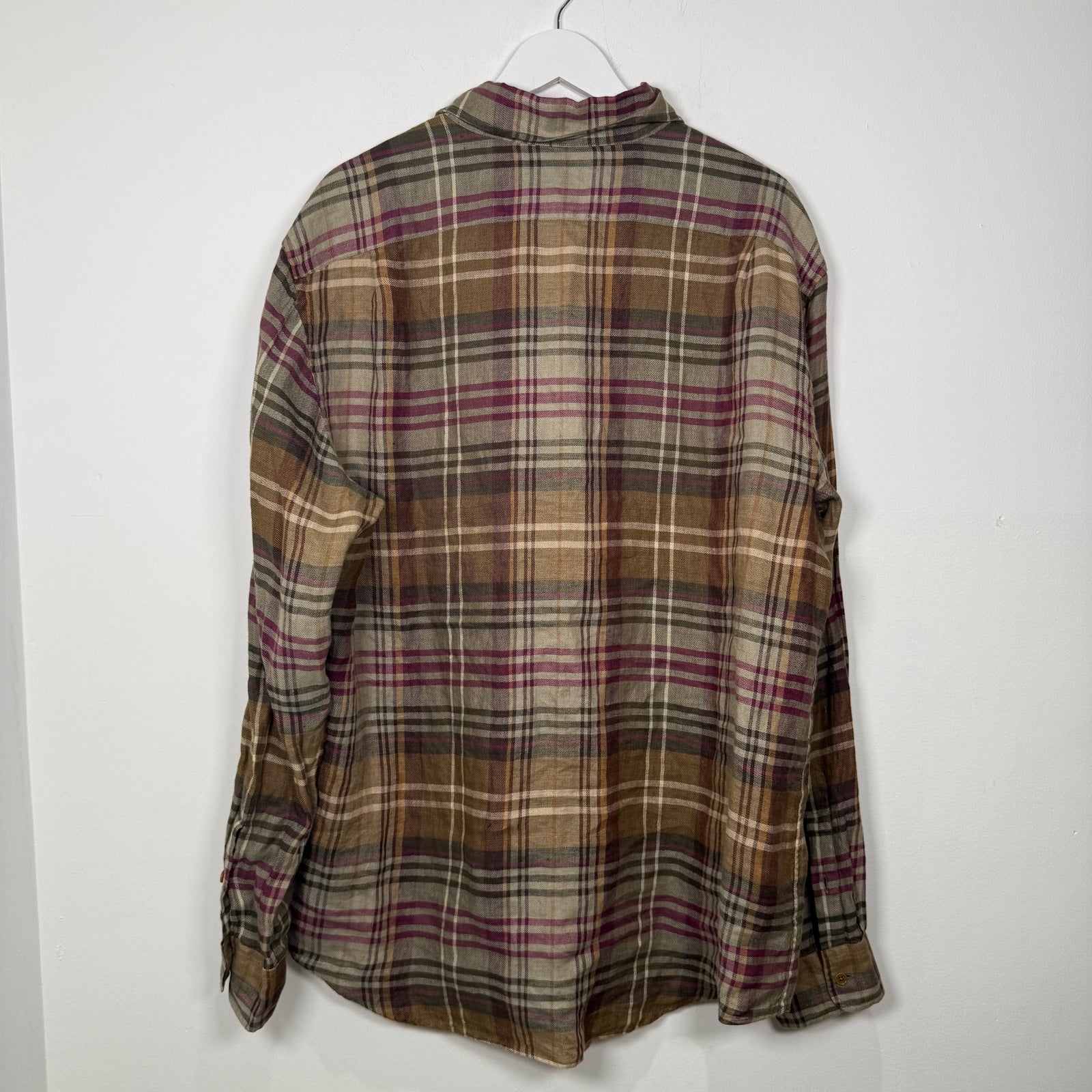 Ralph Lauren Purple Label Linen Plaid Shirt Size XL
