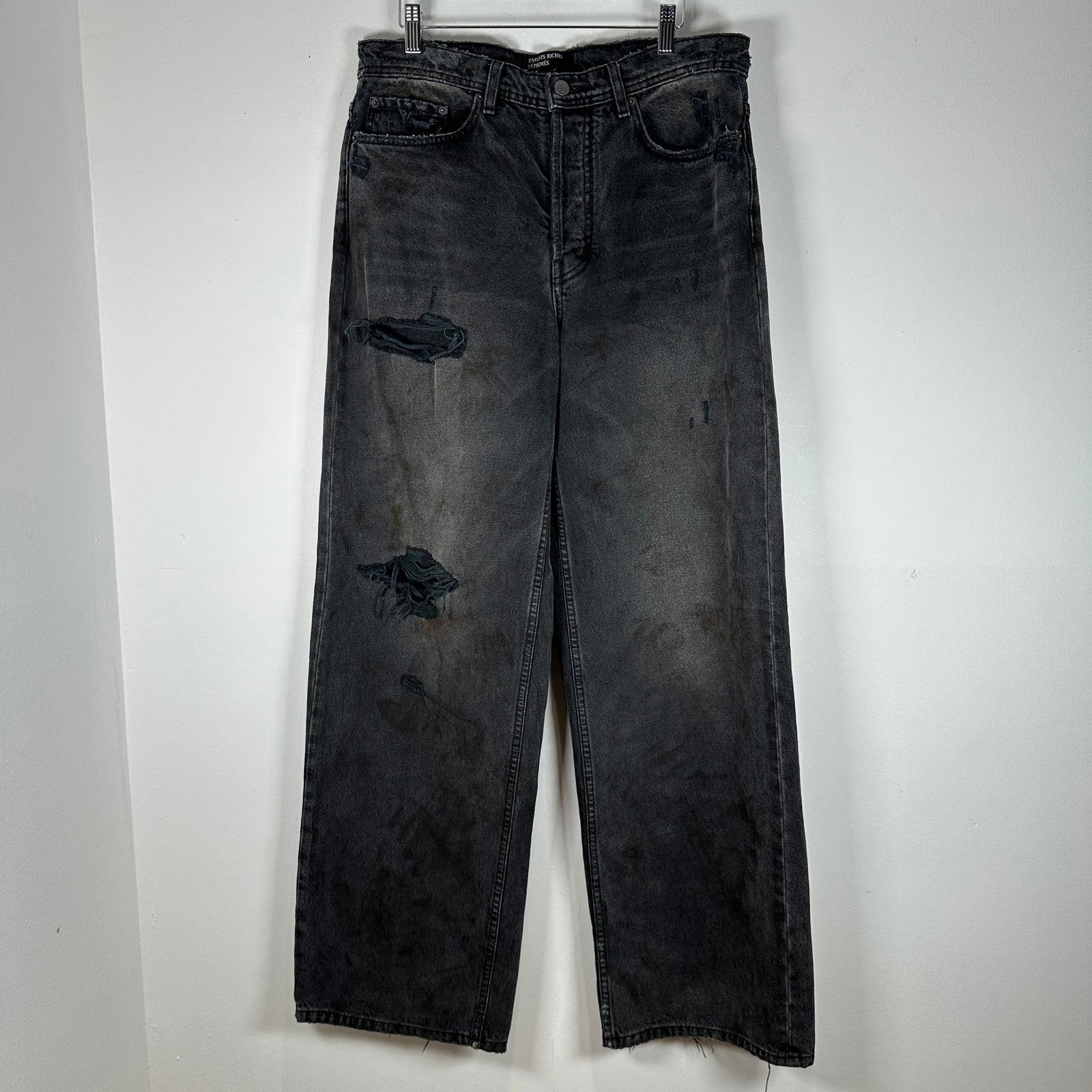 Enfants Riches Deprimes Corpse Pose Gray Mudwash Distressed Baggy Jeans Size 32