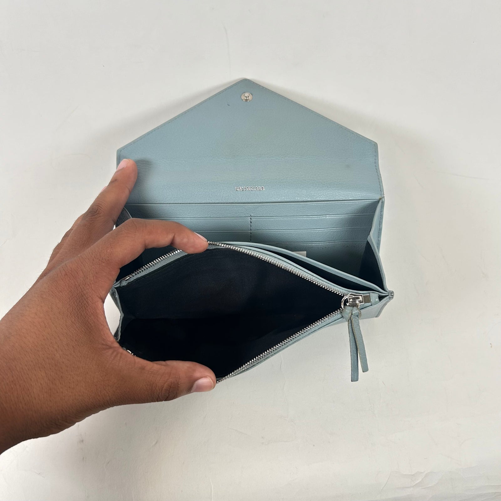 Balenciaga Blue Papier Leather Wallet