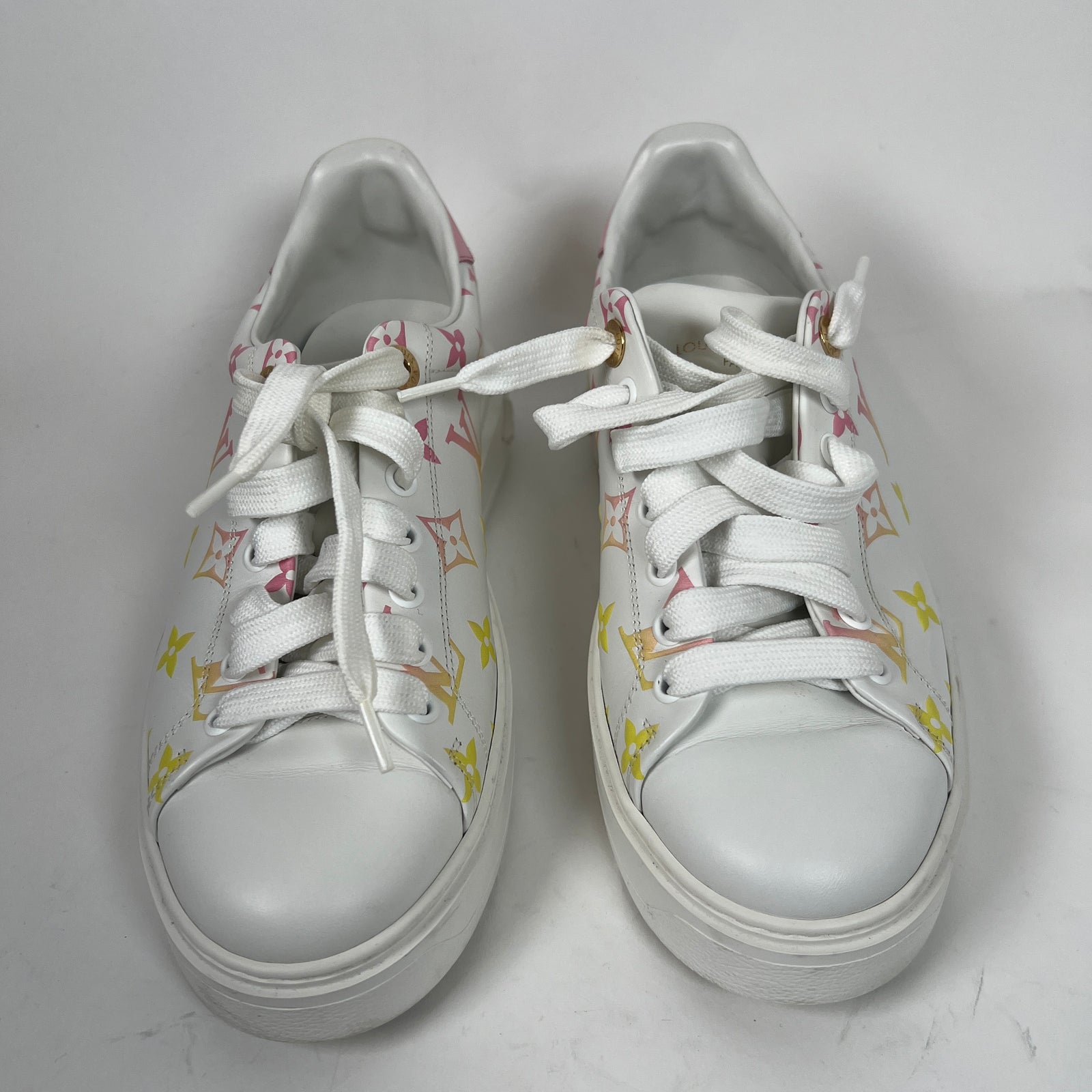 Louis Vuitton Pink/Yellow Timeout Sneakers Size 38