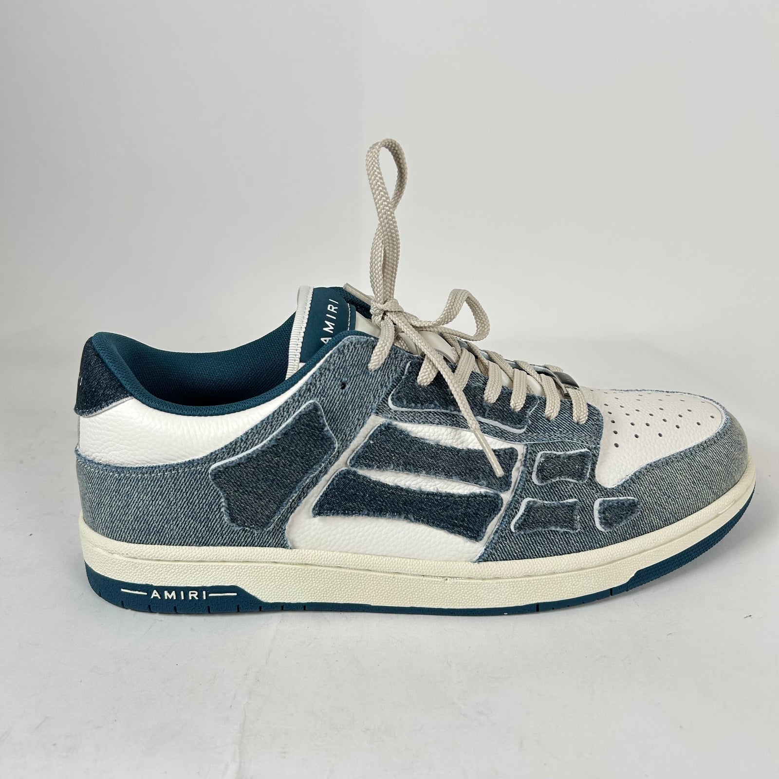 Amiri Blue Denim Skel Low-Top Sneaker Size 46
