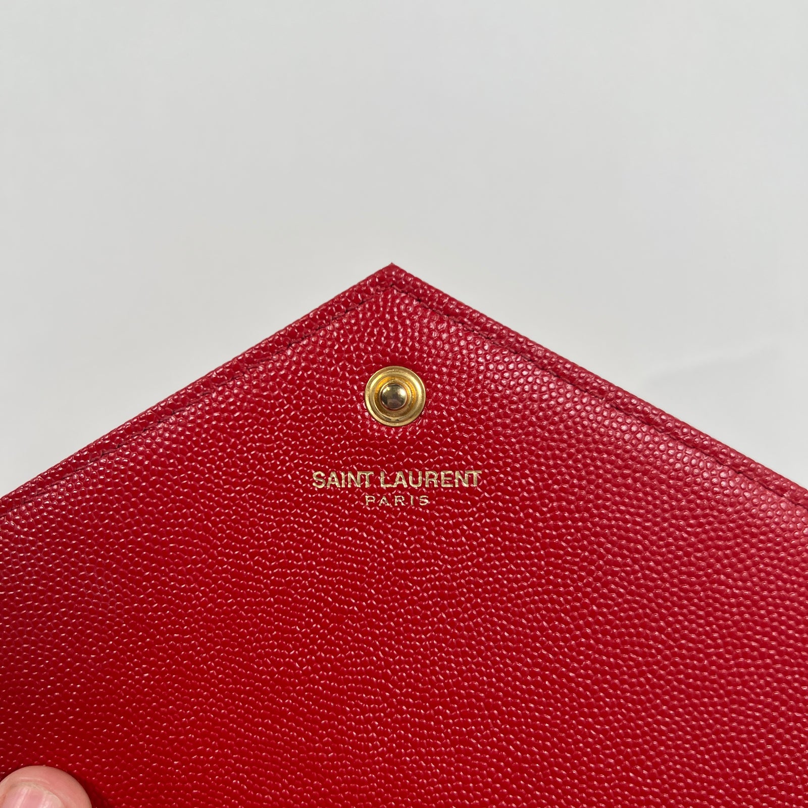 Saint Laurent Wallet Chain Matelasse Chevron Red