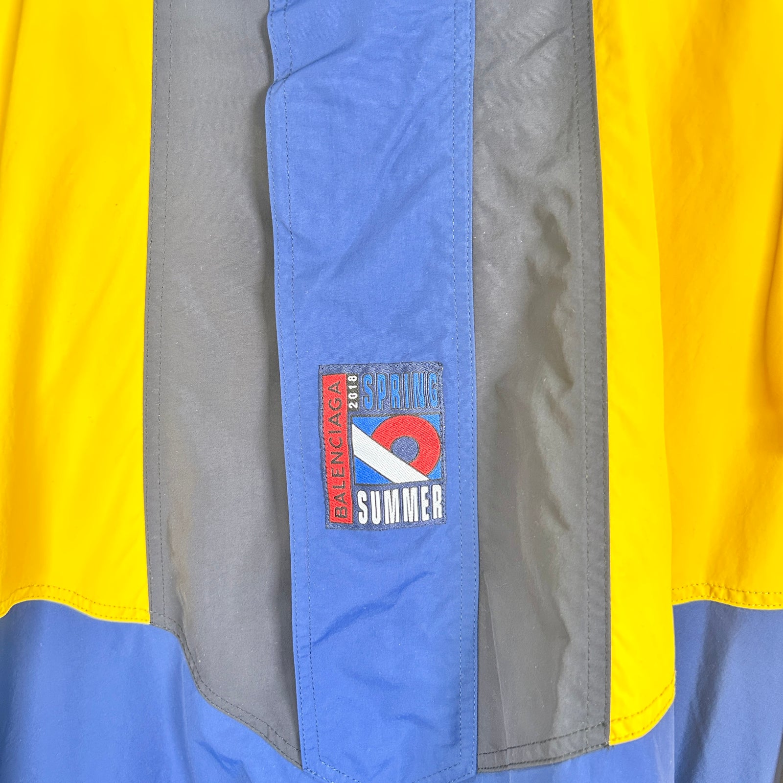 Balenciaga SS18 Navy / Yellow Windbreaker Size XL