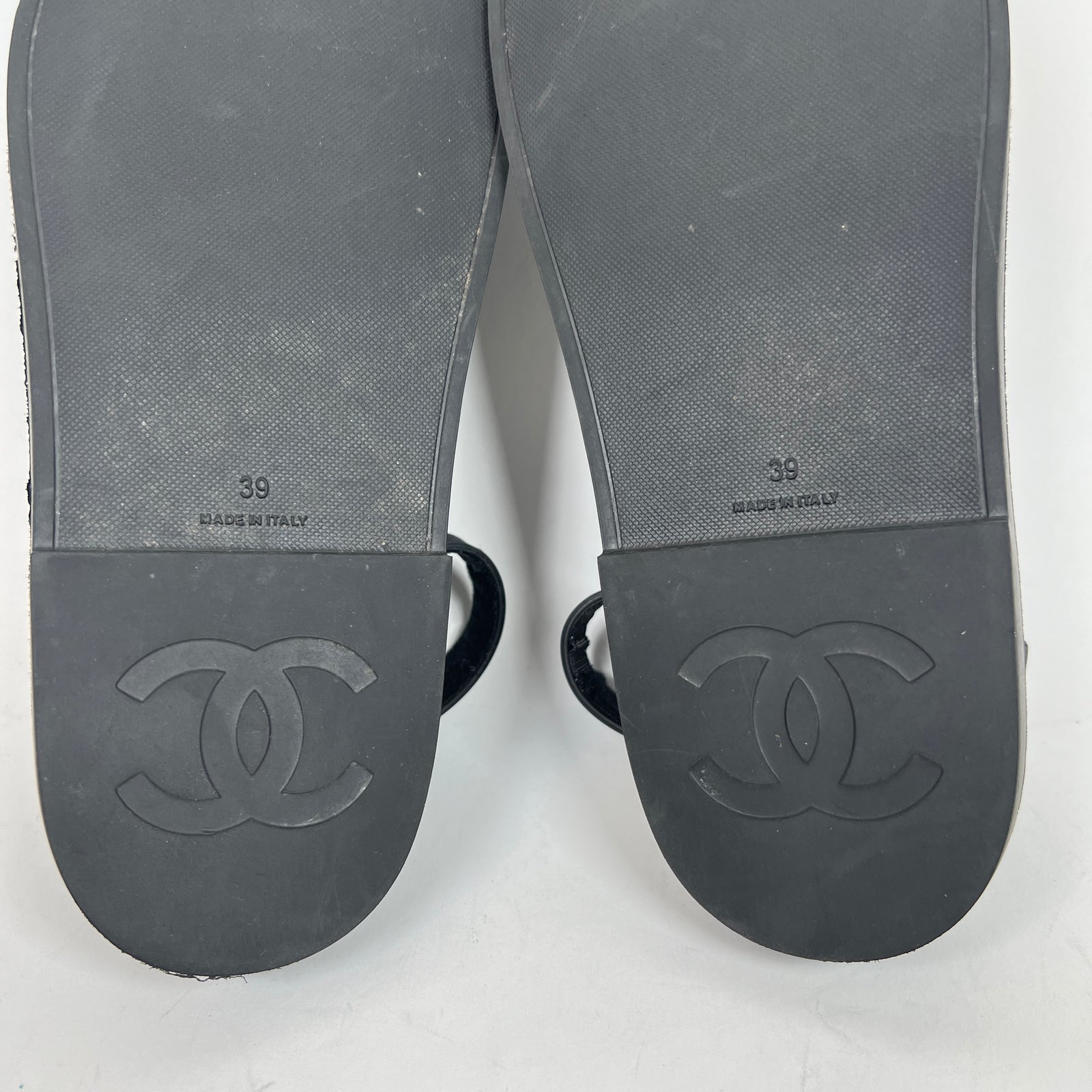 Chanel Black Rubber CC Dad Slingback Sandals Size 39
