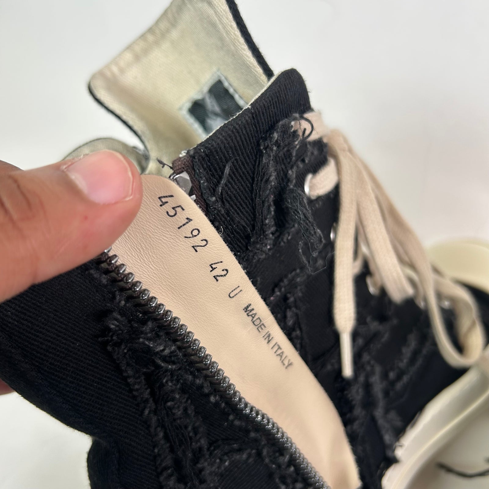 Rick Owens Black Distressed Ramones Size 42