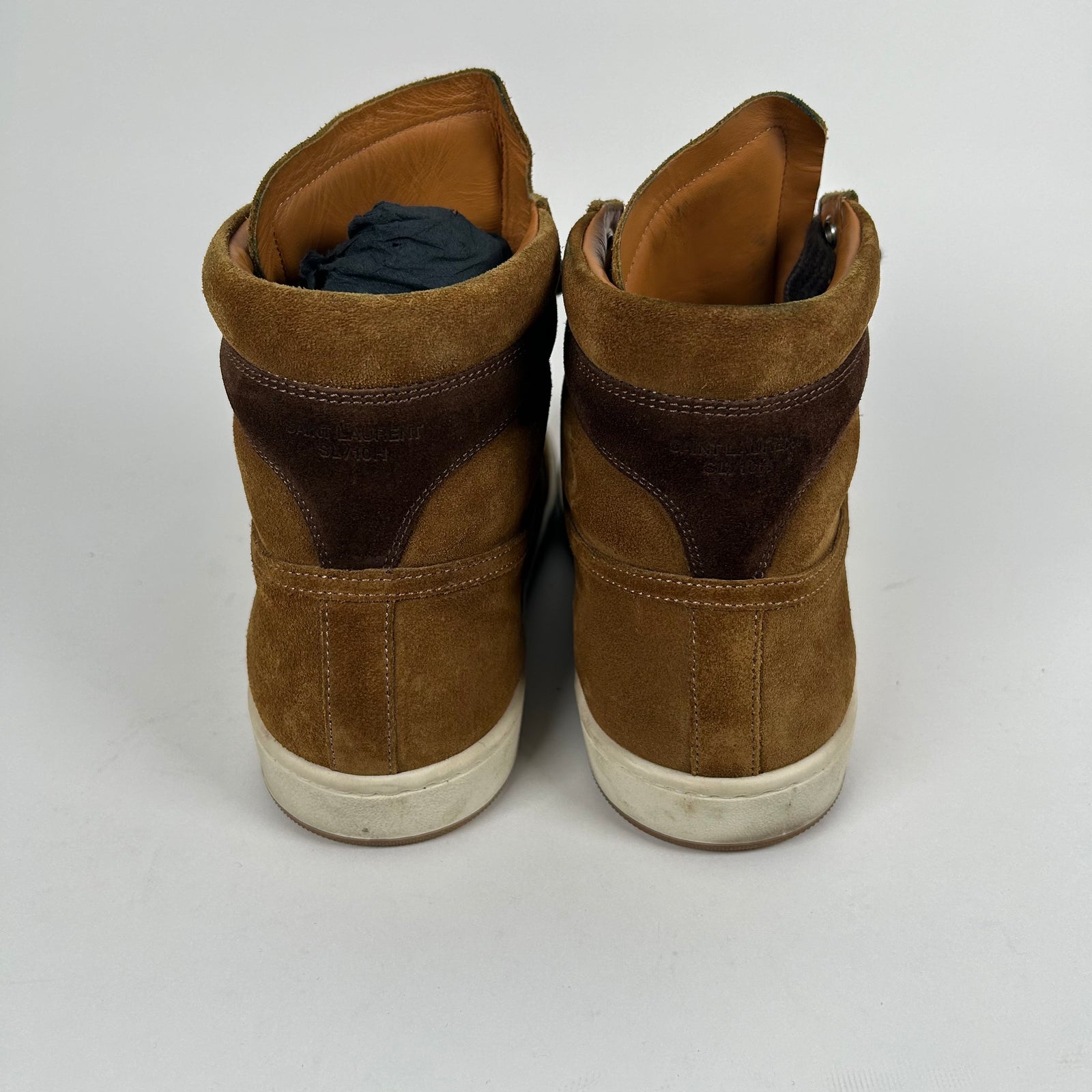Saint Laurent SL/10H Court Brown Suede High Tops Size 41