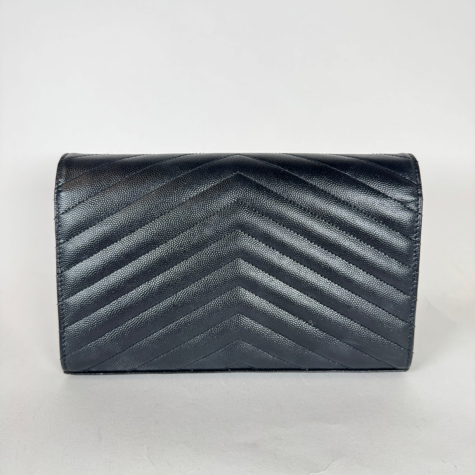 Saint Laurent Black Quilted Envelope Wallet Chain