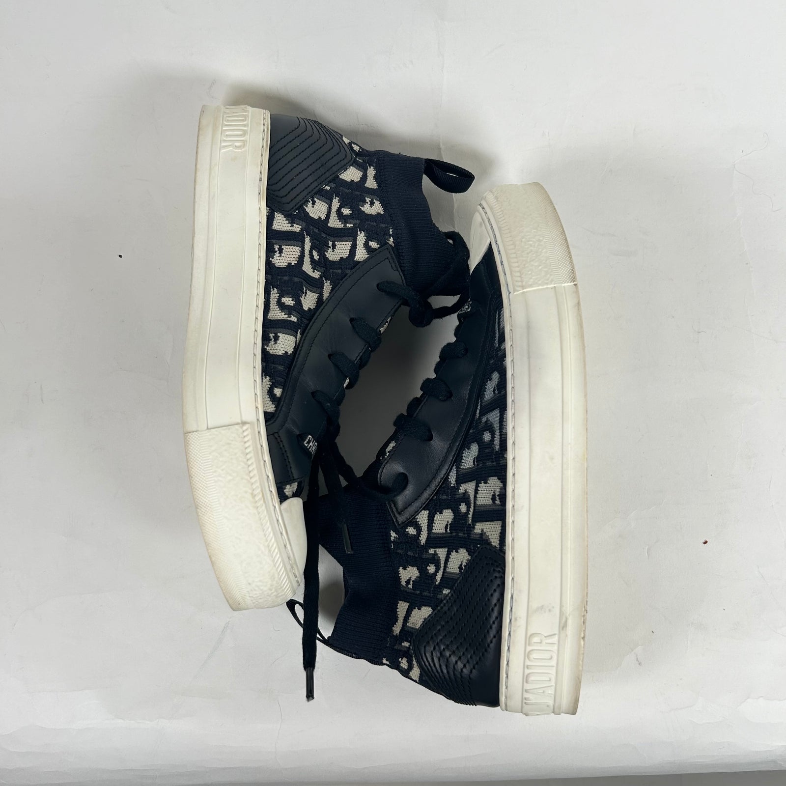 Dior Black Oblique Walk'N'Dior High Top Sneakers Size 36.5