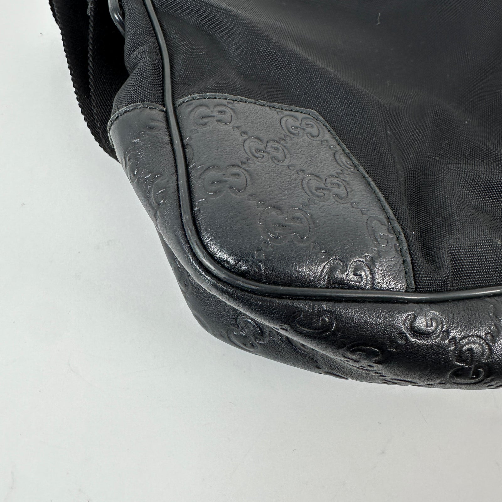 Gucci Black Leather Embossed Cross Body