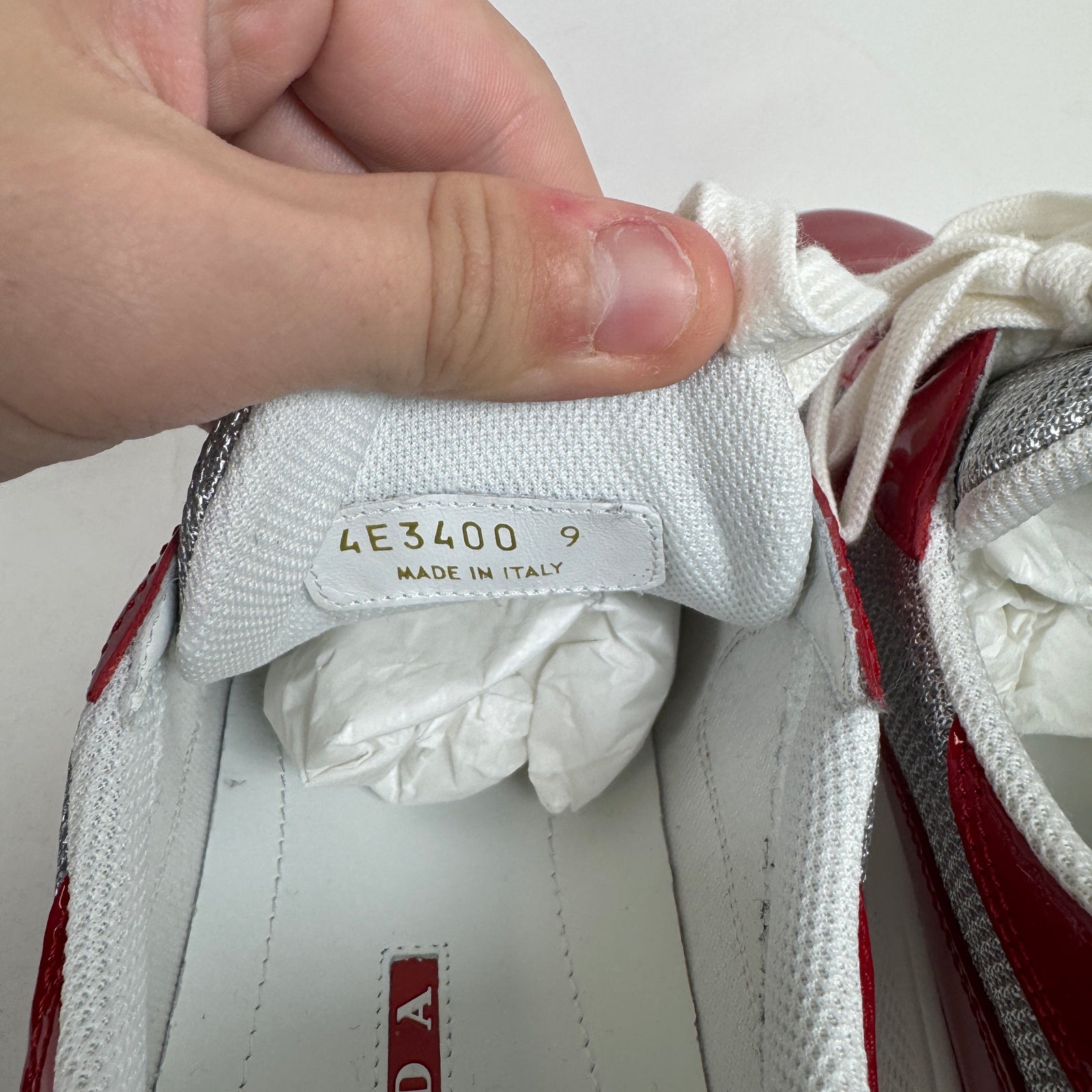 Prada Red/White Patent Leather Cups Size 9